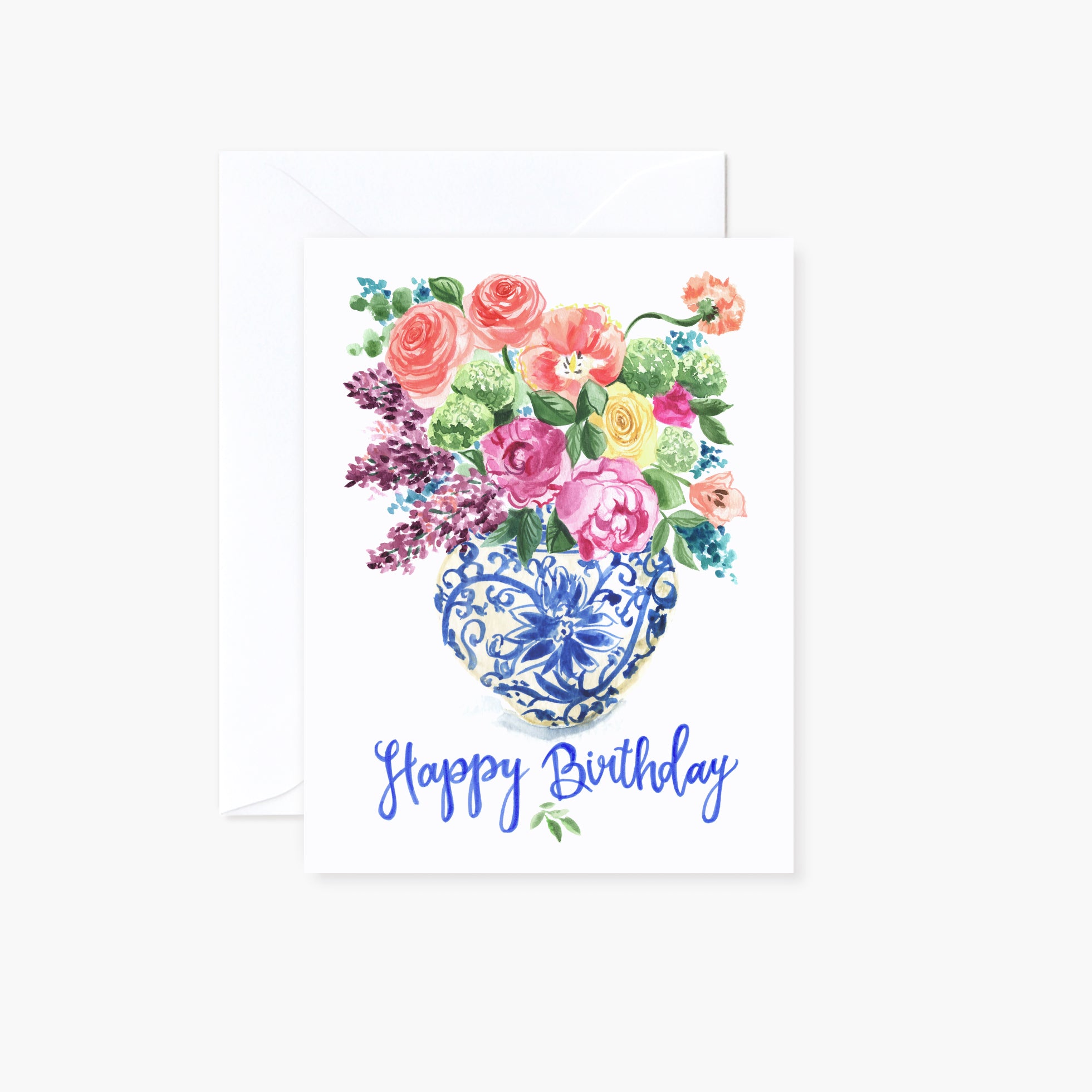 Colorful Ginger Jar Bouquet Birthday Card