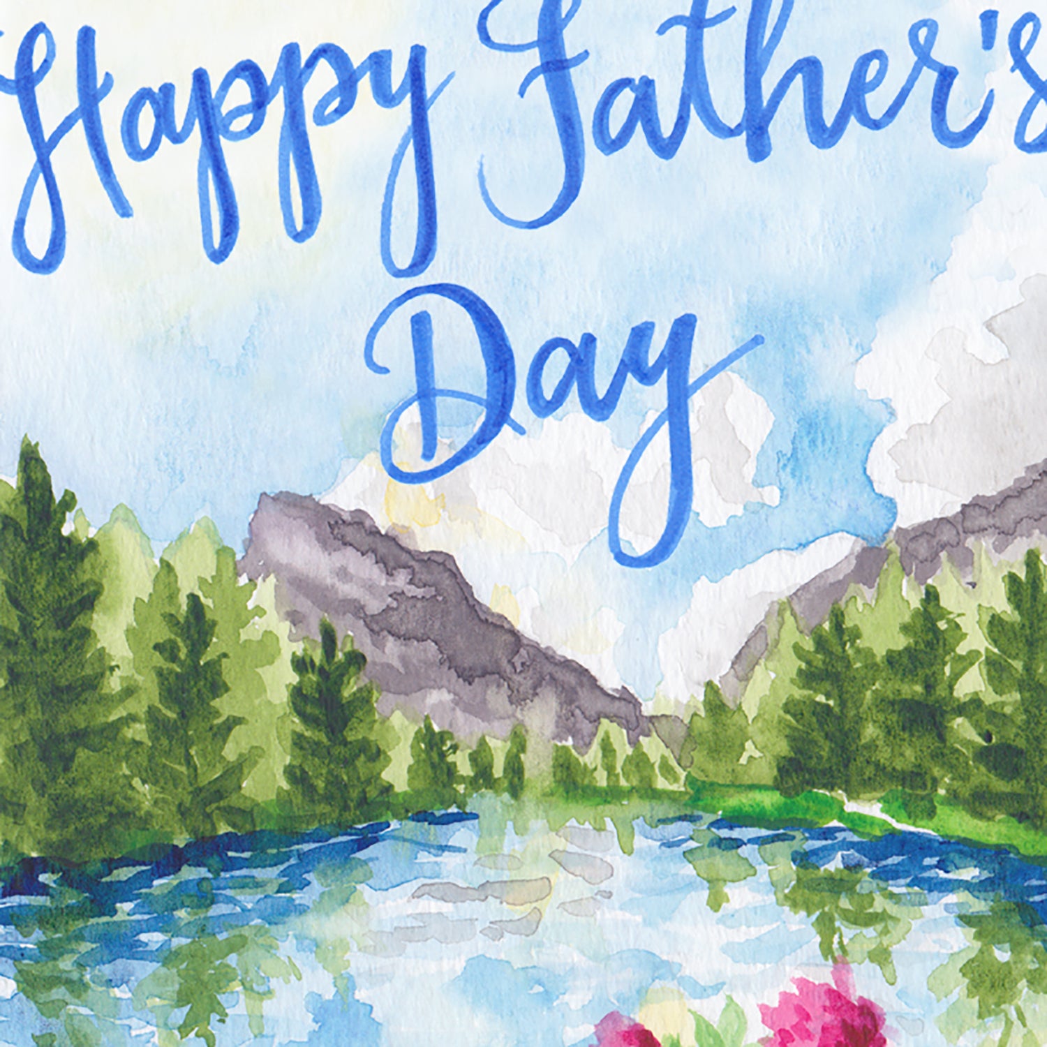 Watercolor Spring Mountains Father's Day Card