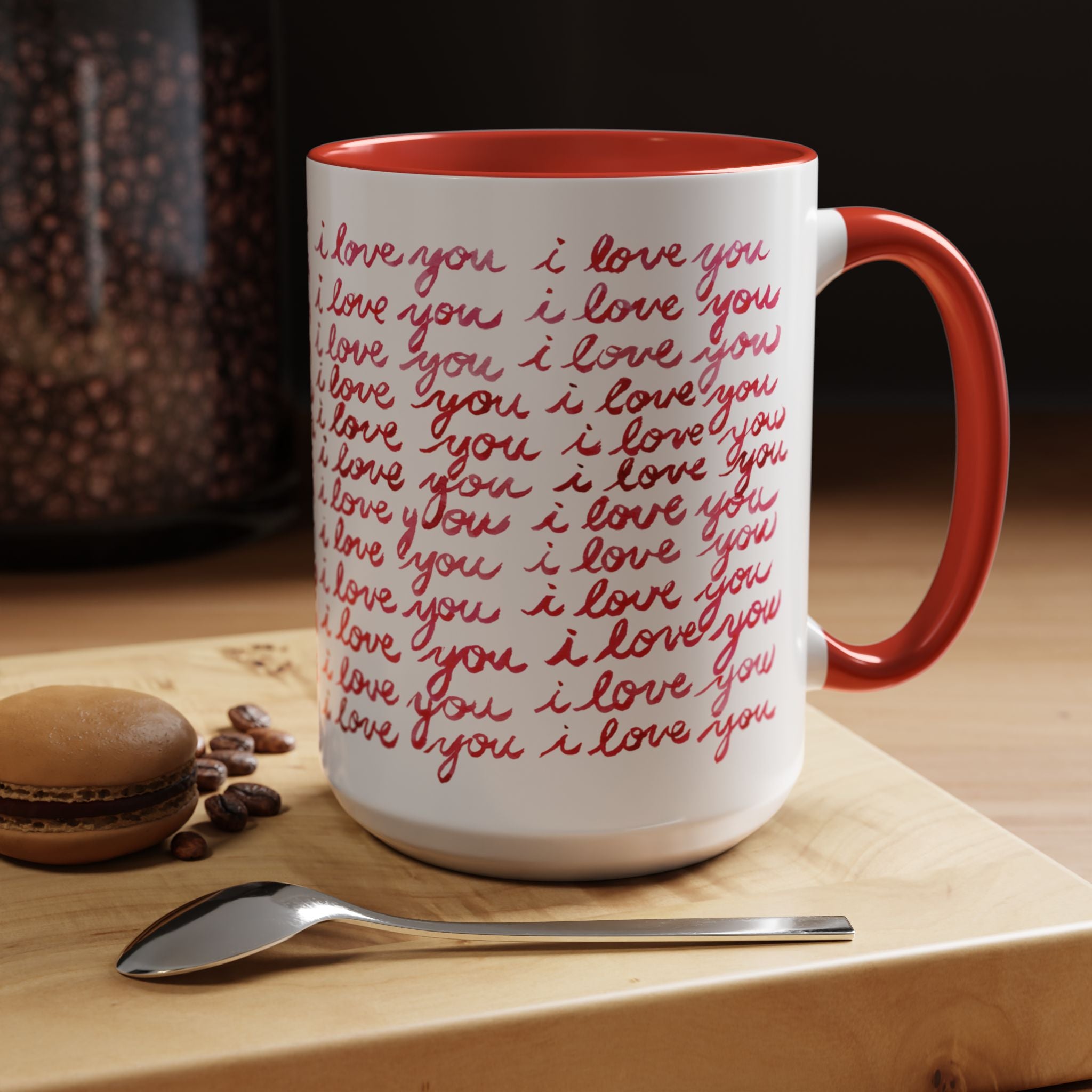 I Love You Watercolor Hand-lettered Coffee Mug 15oz