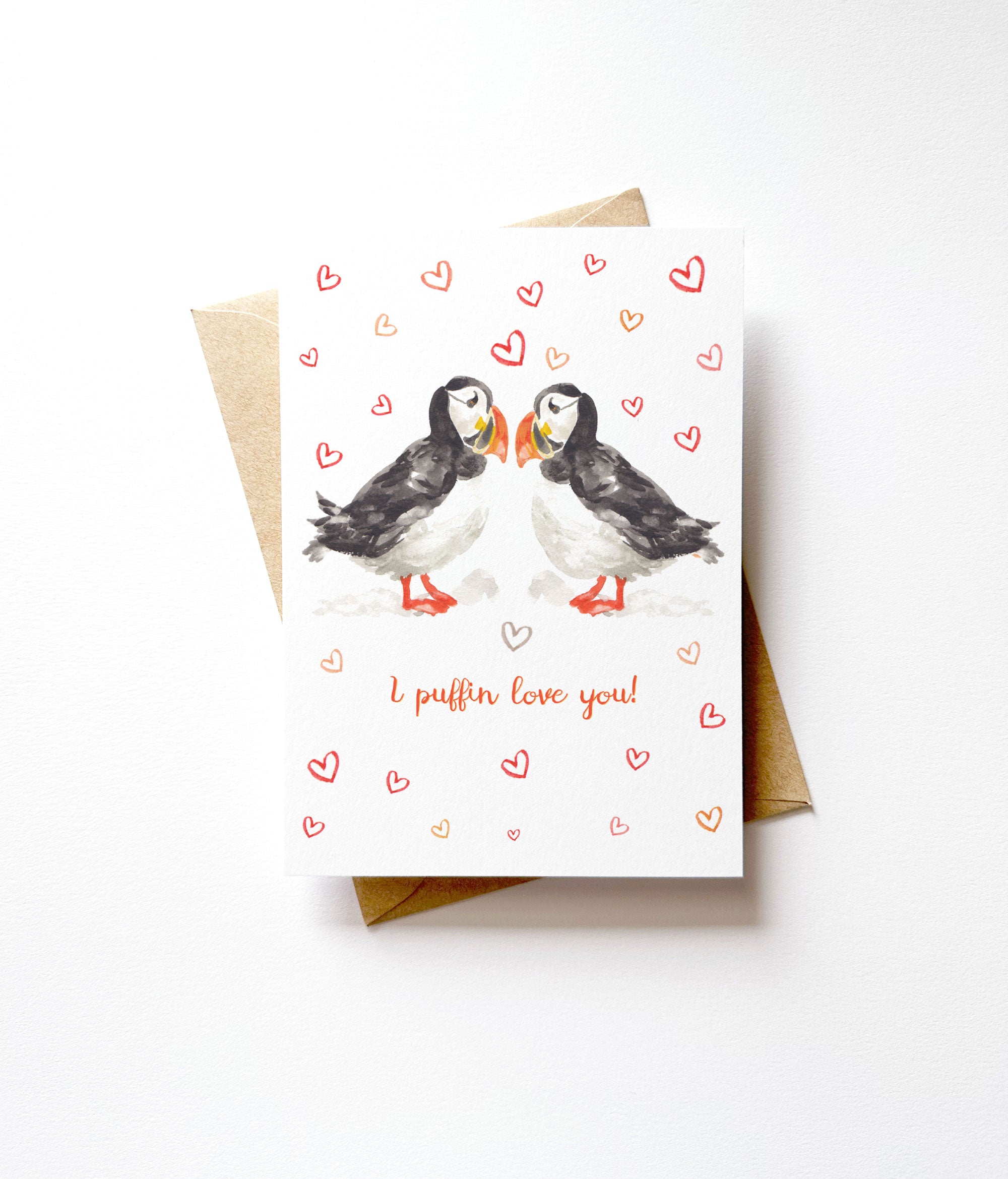 I Puffin Love You Greeting Card by Michelle Mospens Perfect For Anniversary and Valentine's Day