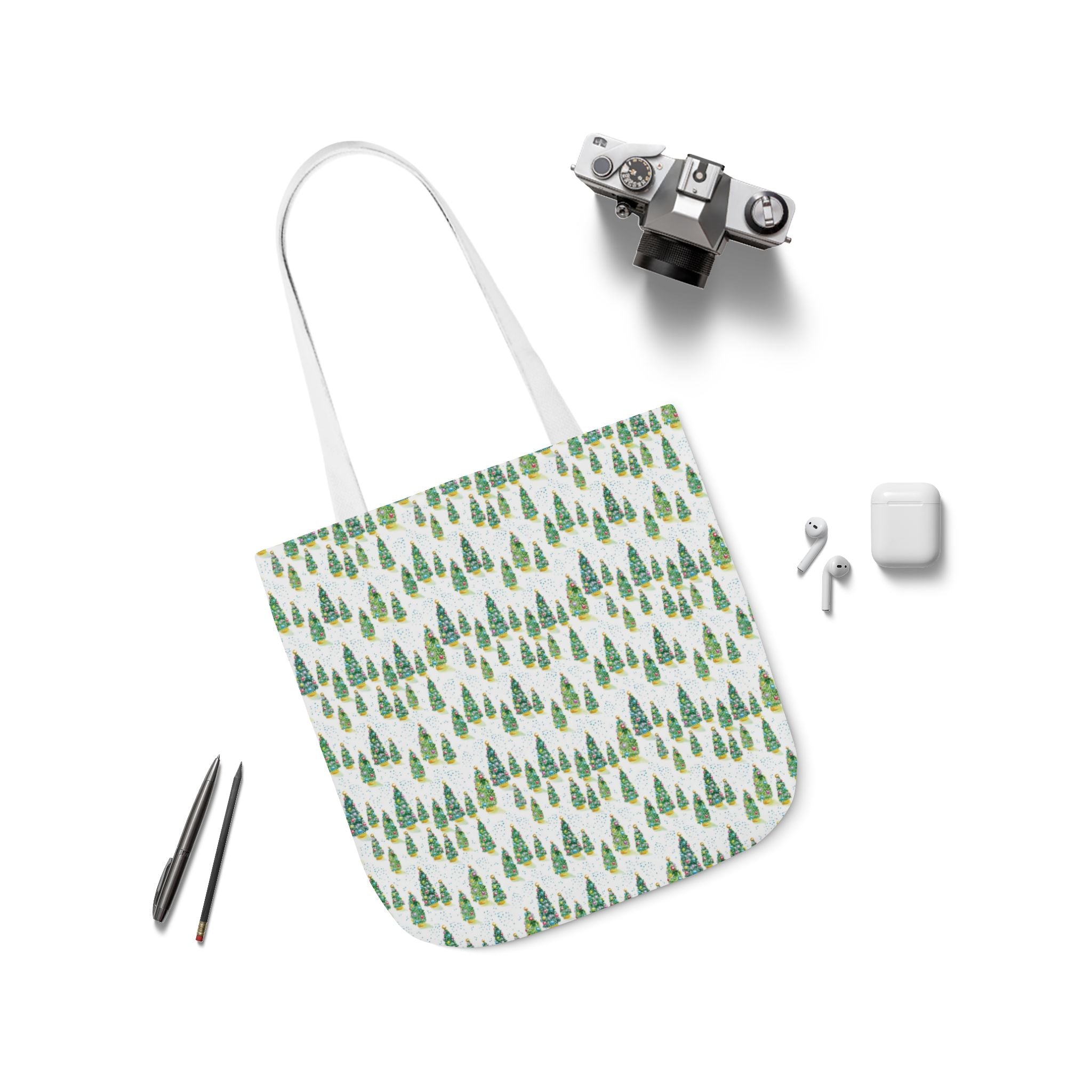Illustrated Christmas Trees Tote Bag