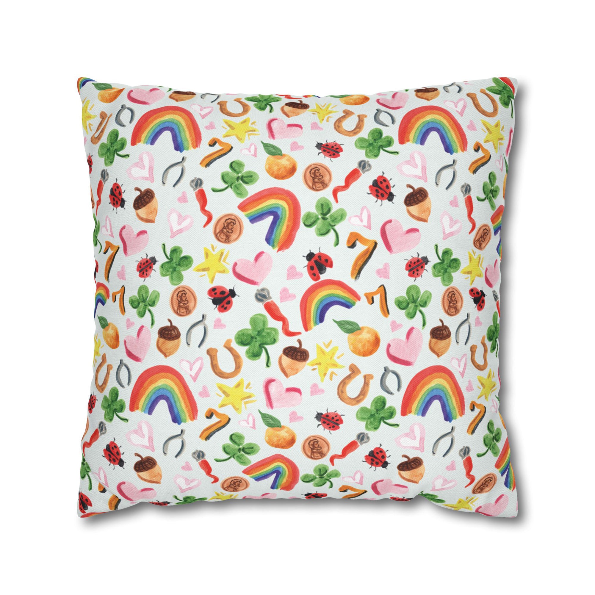 Watercolor Lucky Vibes Decorative Pillow Cover