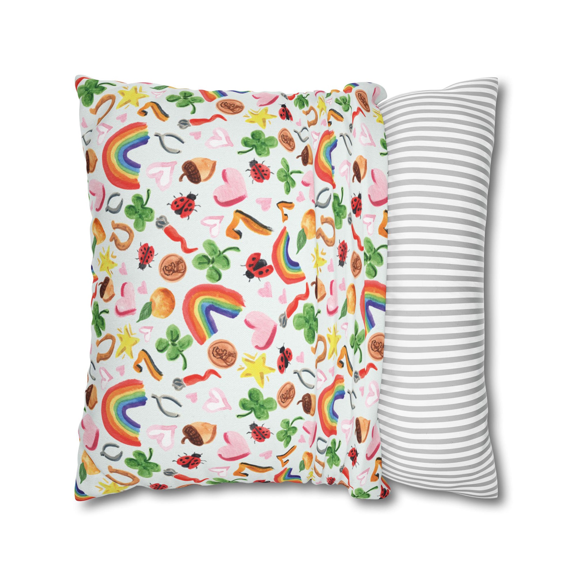 Watercolor Lucky Vibes Decorative Pillow Cover