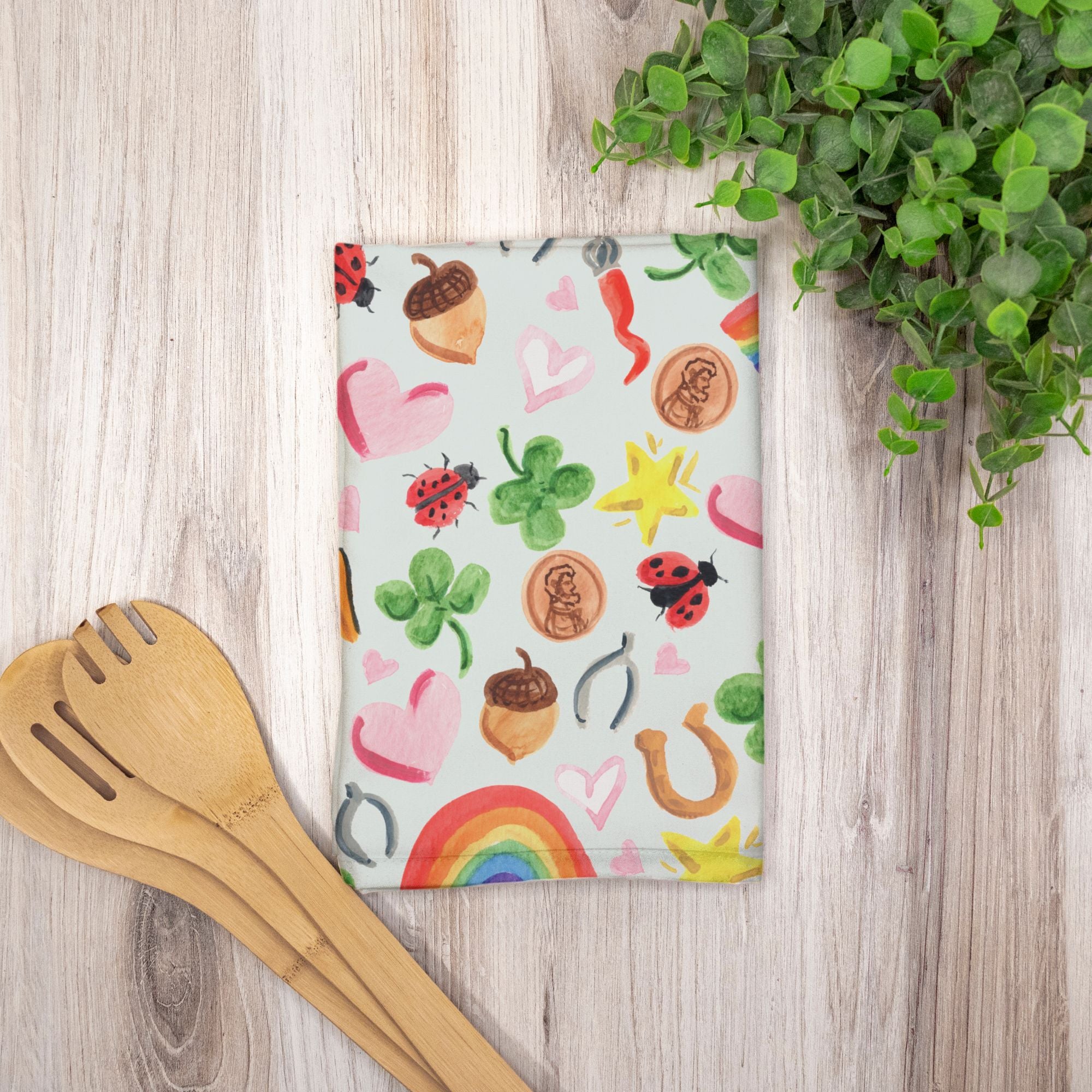 Watercolor Lucky Vibes Decorative Hostess Towel