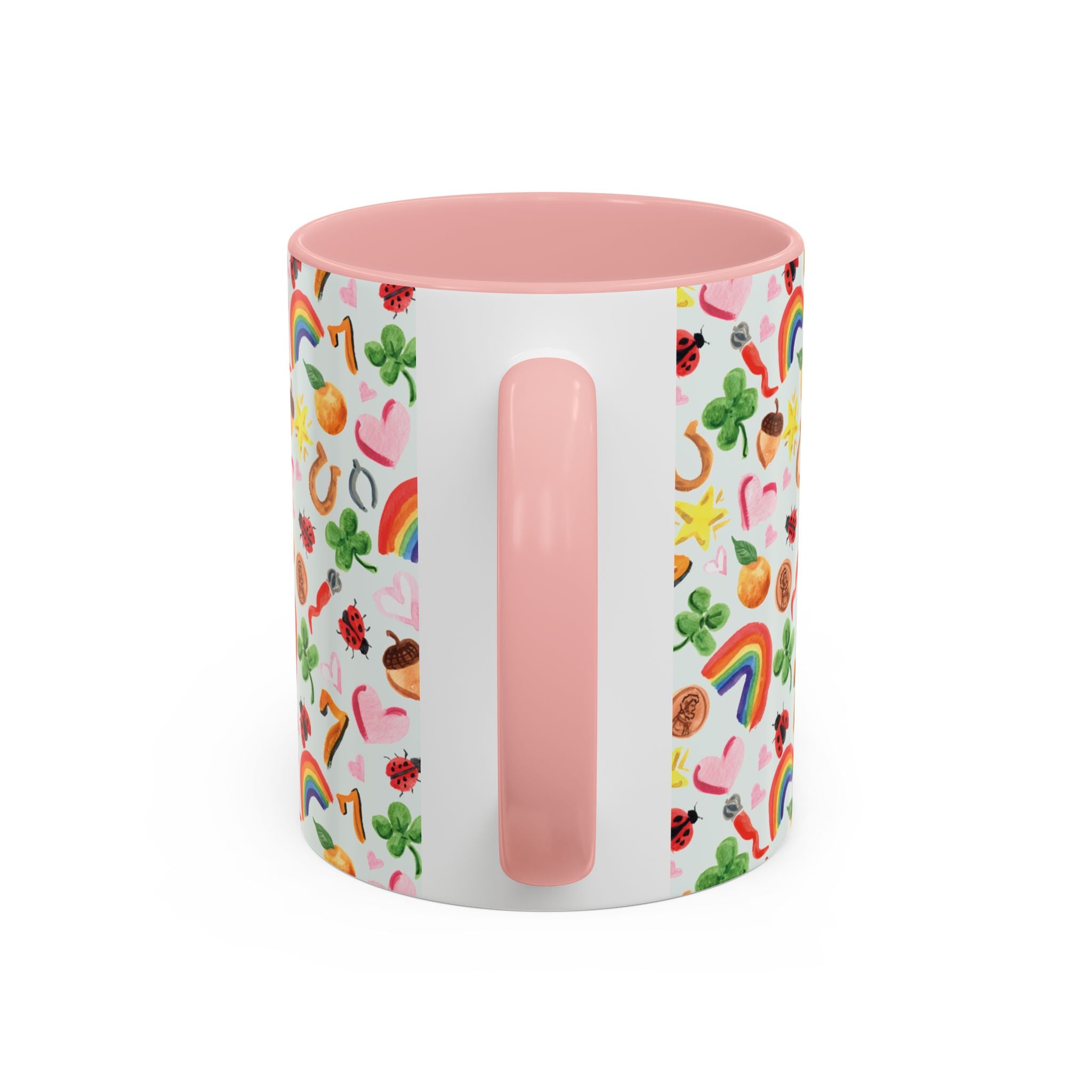 Michelle Mospens Lucky Vibes Watercolor Coffee Mug | Lucky Symbols Rainbow Lover Gift