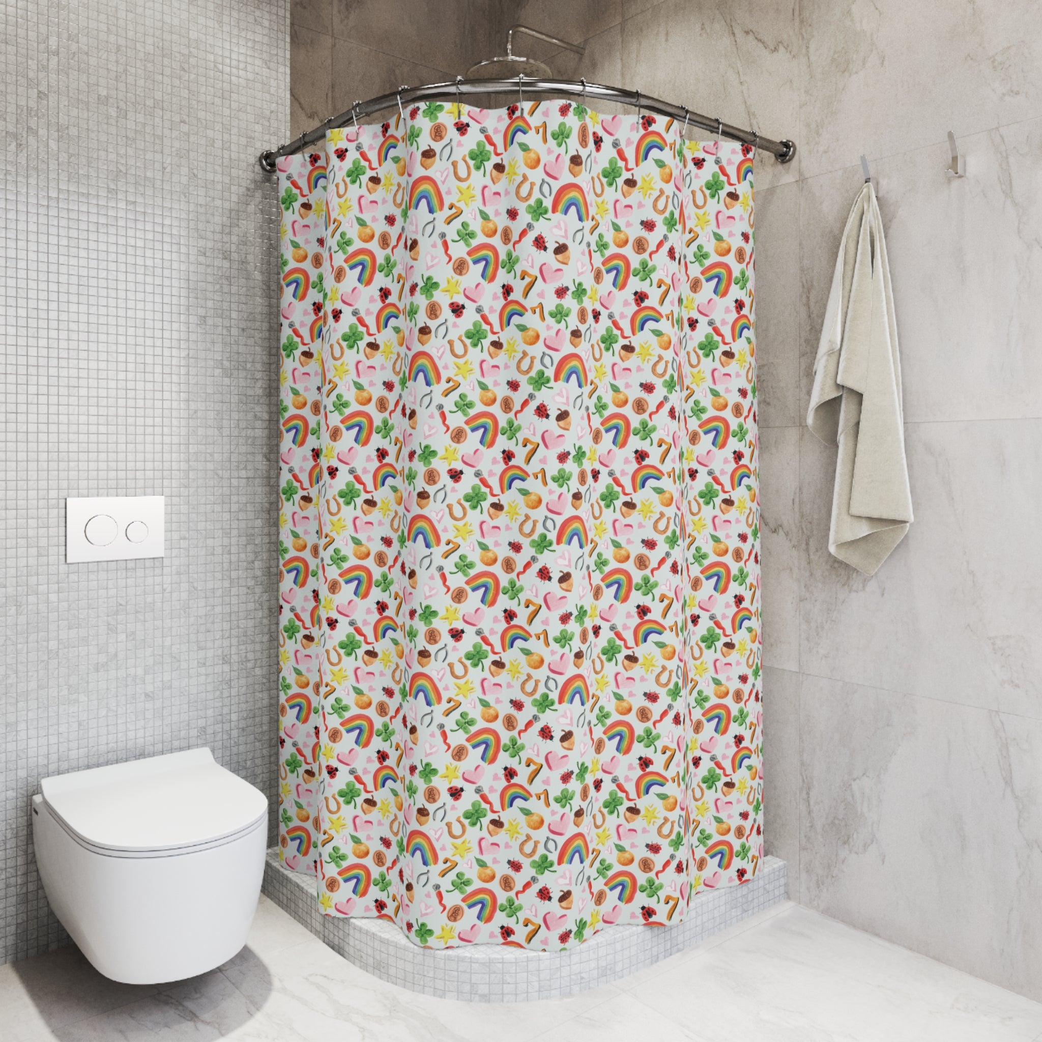 Watercolor Lucky Vibes Shower Curtain