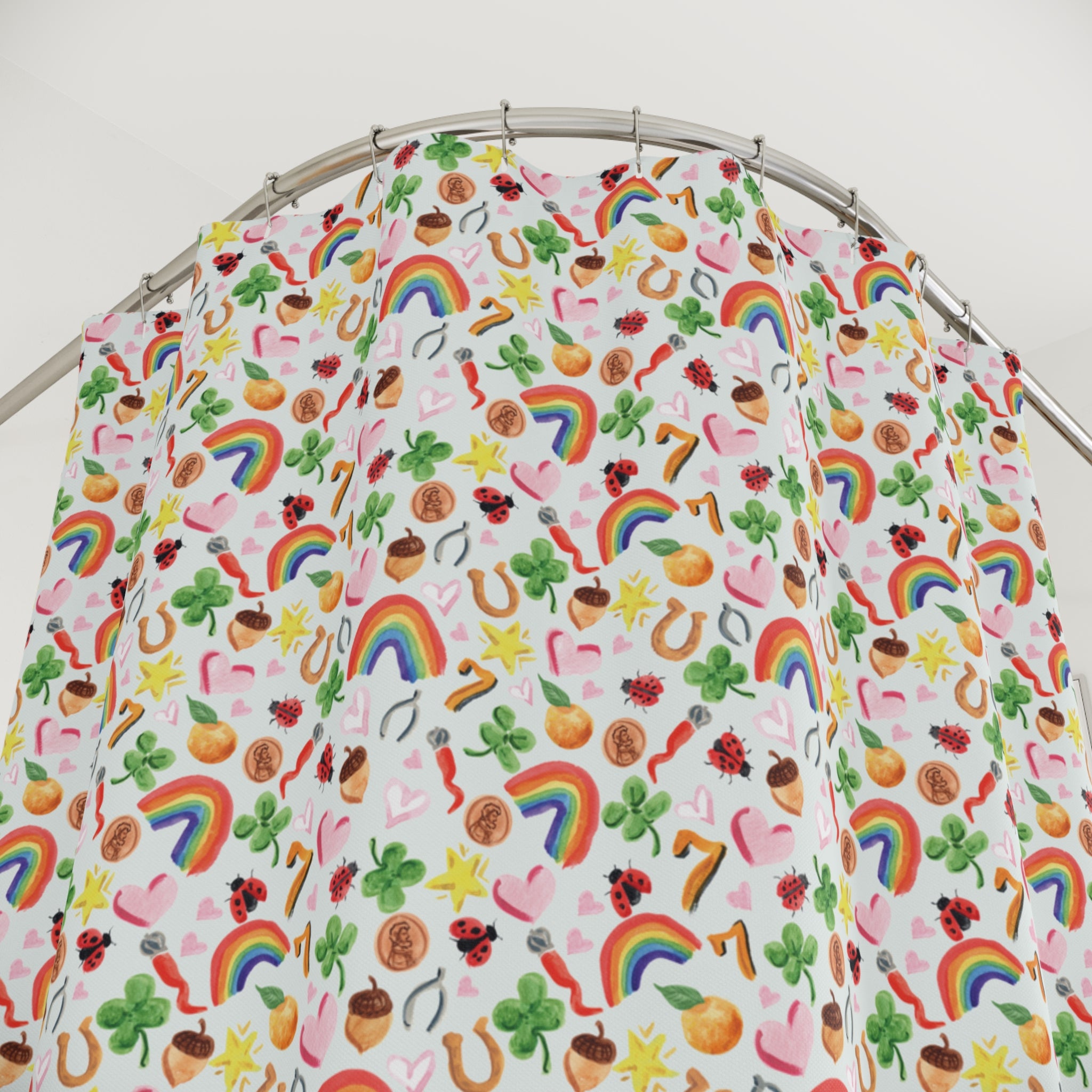 Watercolor Lucky Vibes Shower Curtain