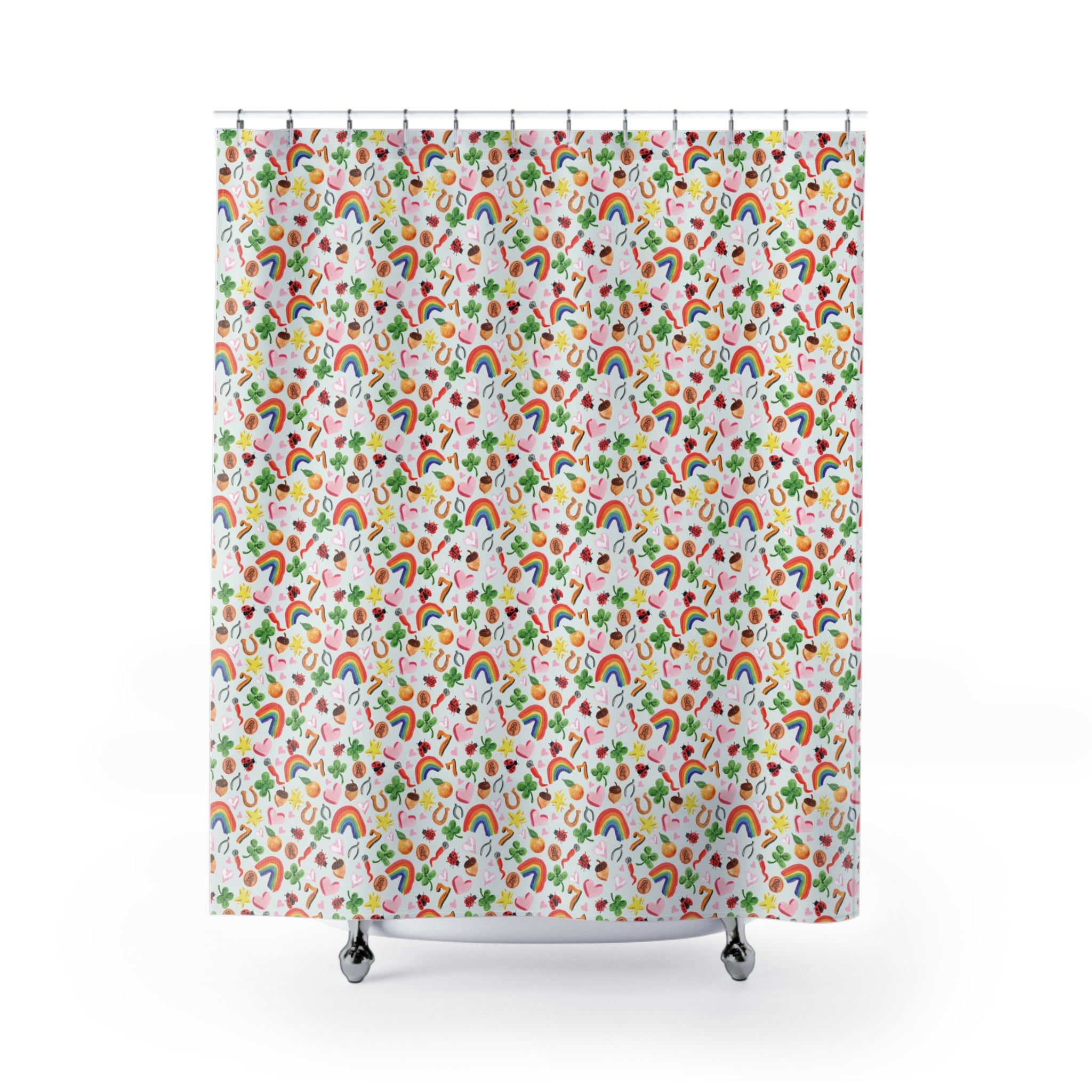 Watercolor Lucky Vibes Shower Curtain