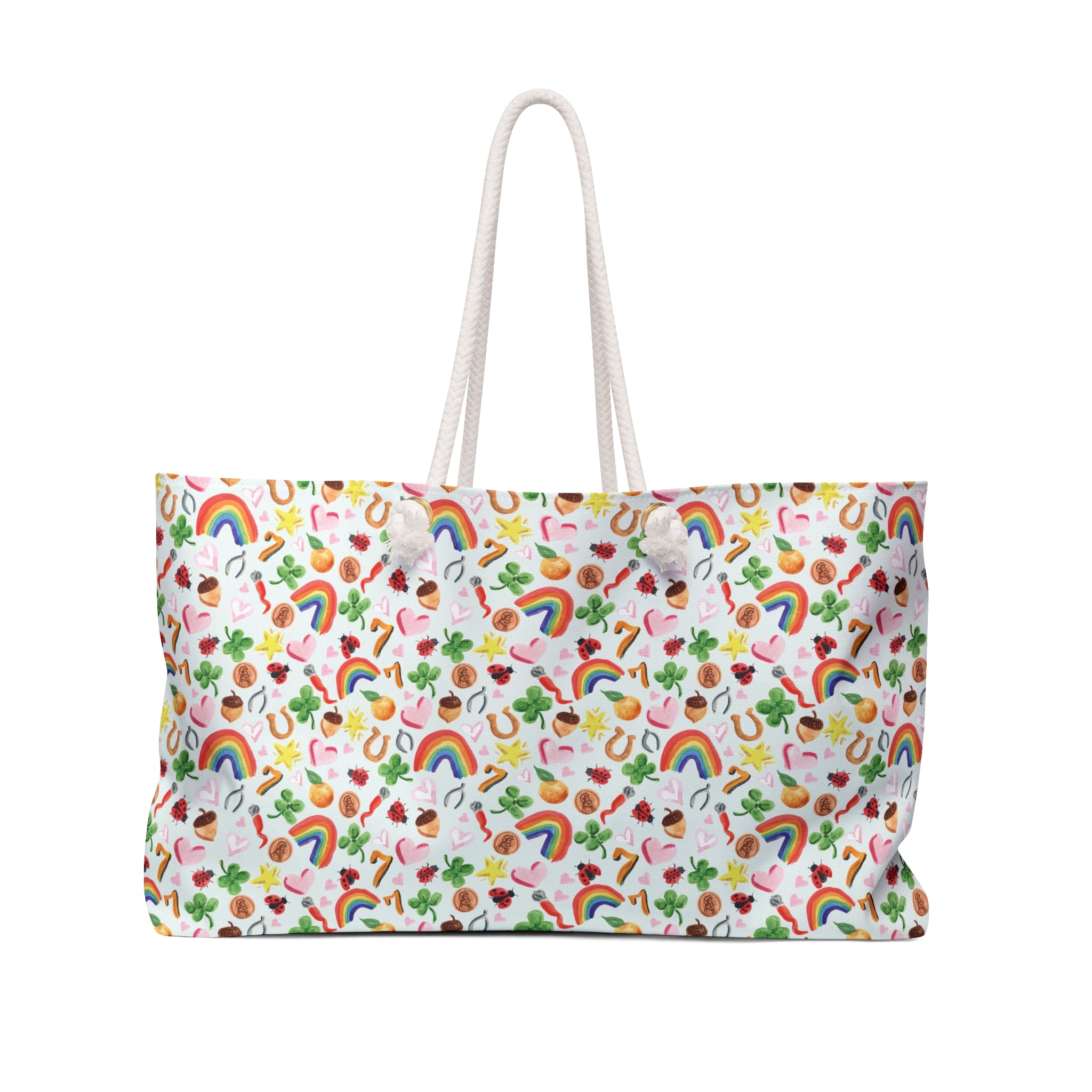 Watercolor Lucky Vibes Weekender Beach Tote Bag