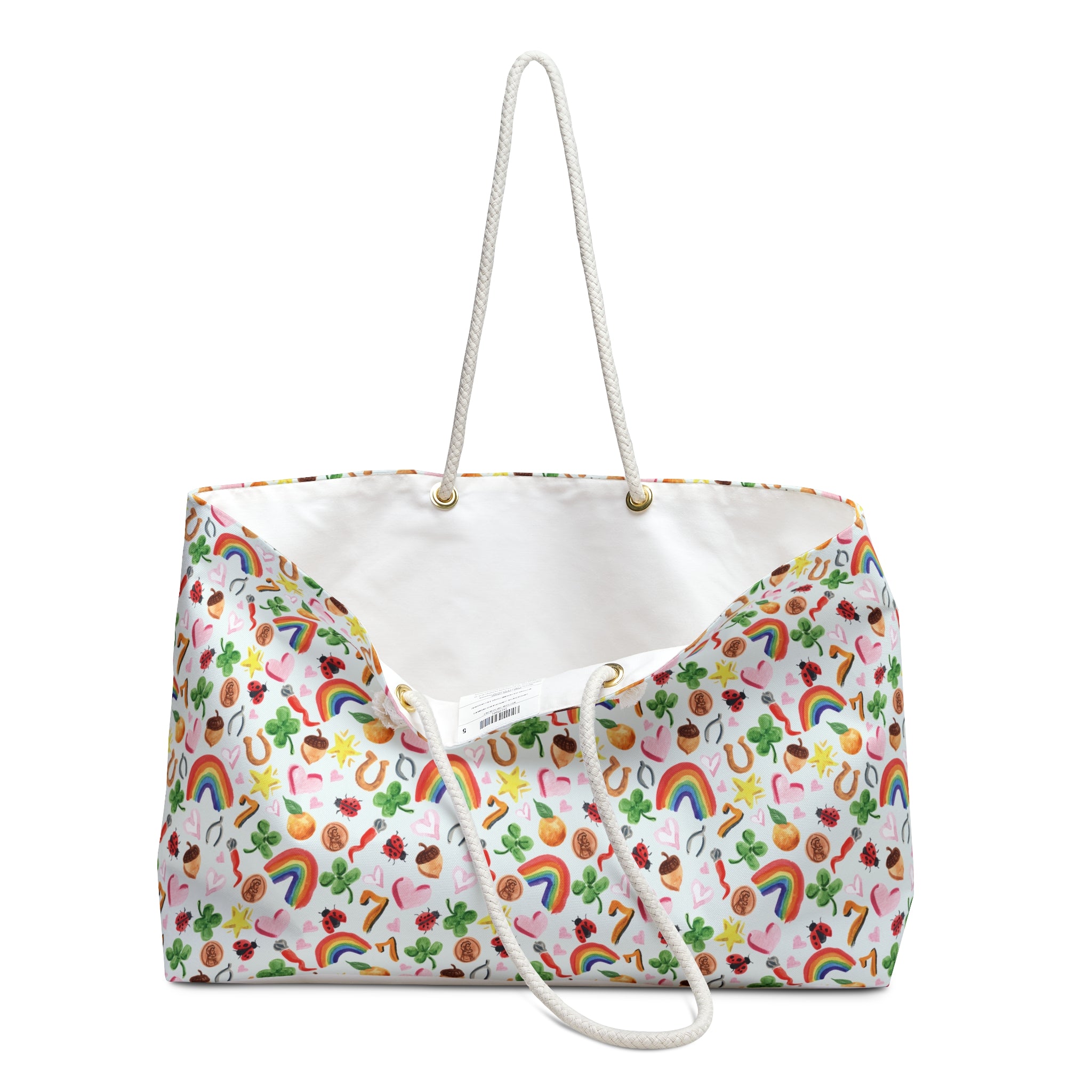 Watercolor Lucky Vibes Weekender Beach Tote Bag