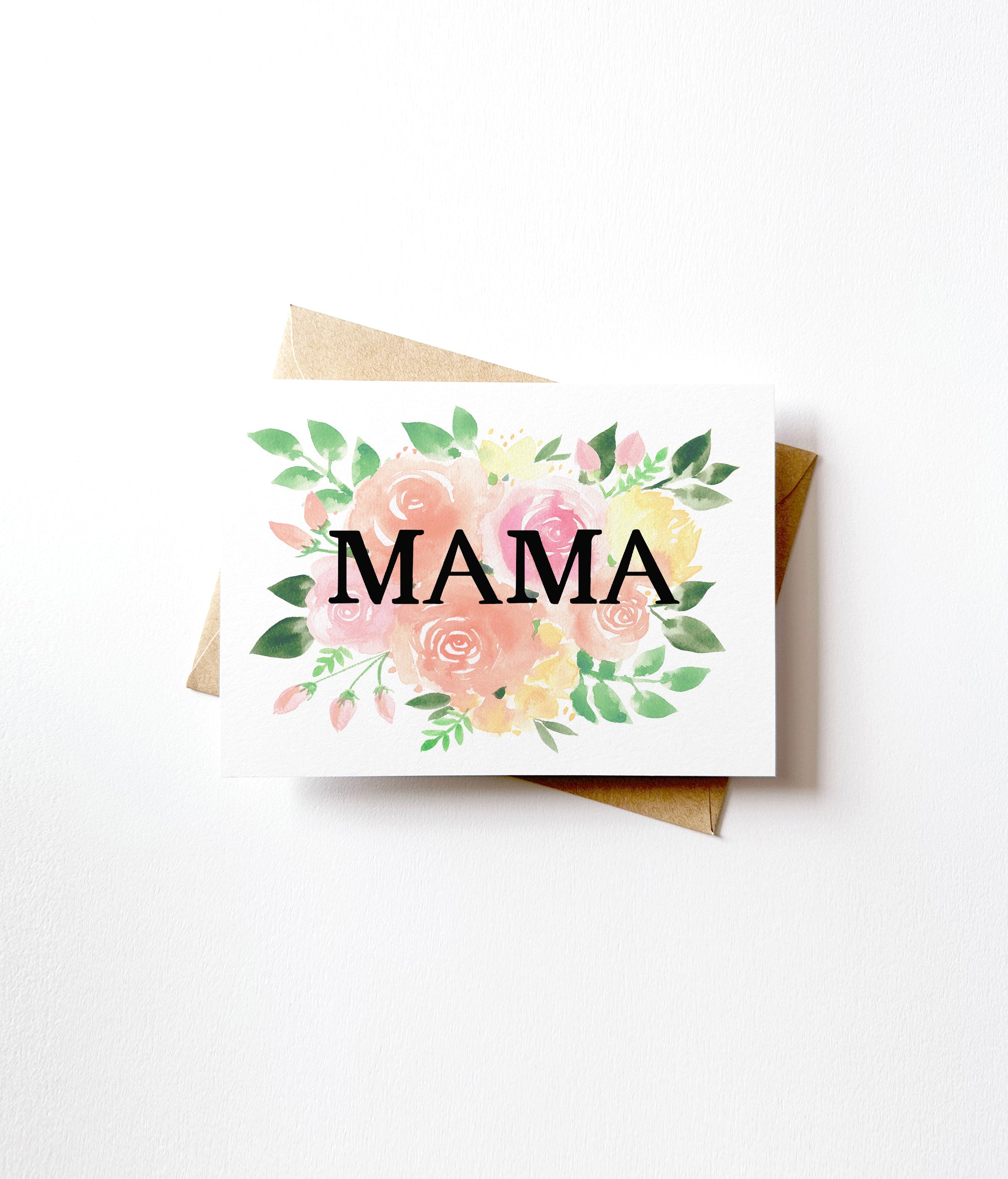 Watercolor Mama Cute New Mom and Mother's Day Card