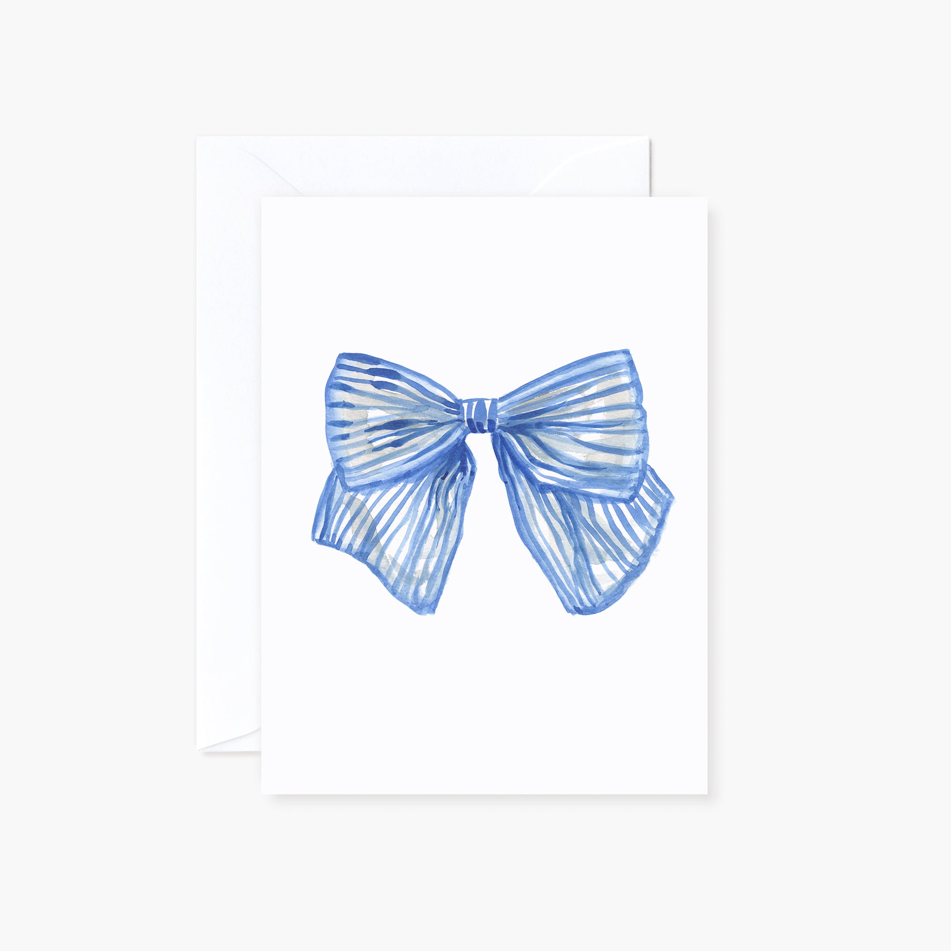 Watercolor Blue Striped Bow Mini Gift Enclosure Folded Card with Envelope