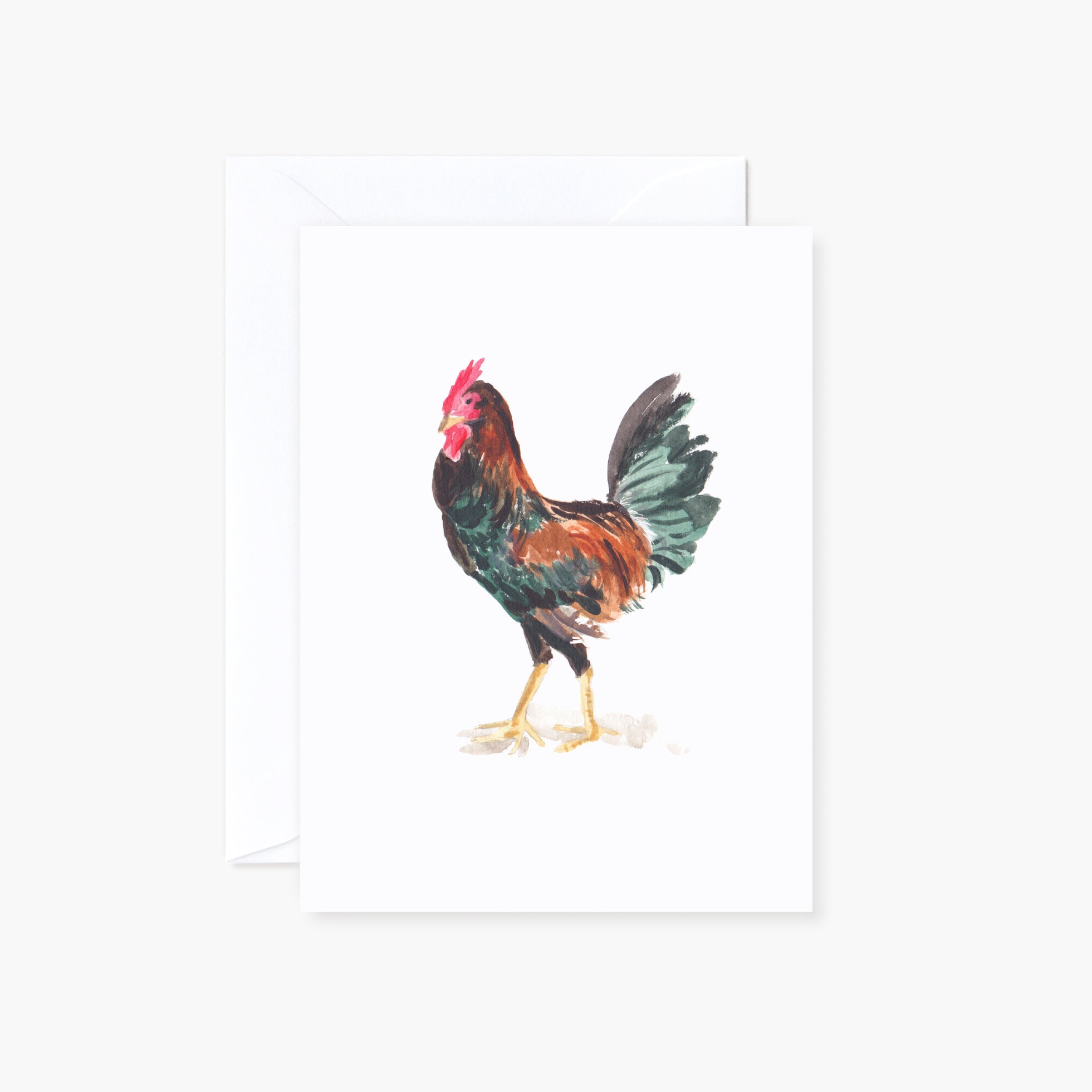 Watercolor Chicken Farm Animal Mini Gift Enclosure Folded Card with Envelope