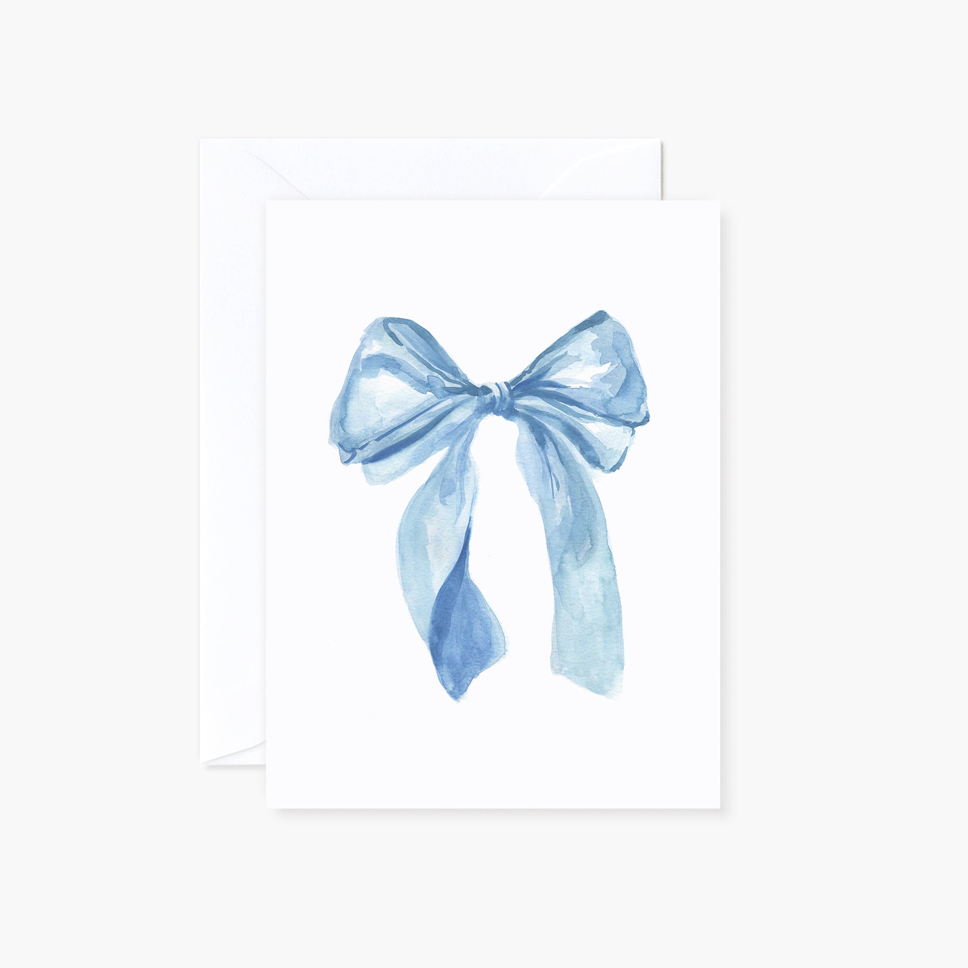 Watercolor Blue Bow Mini Gift Enclosure Folded Card with Envelope