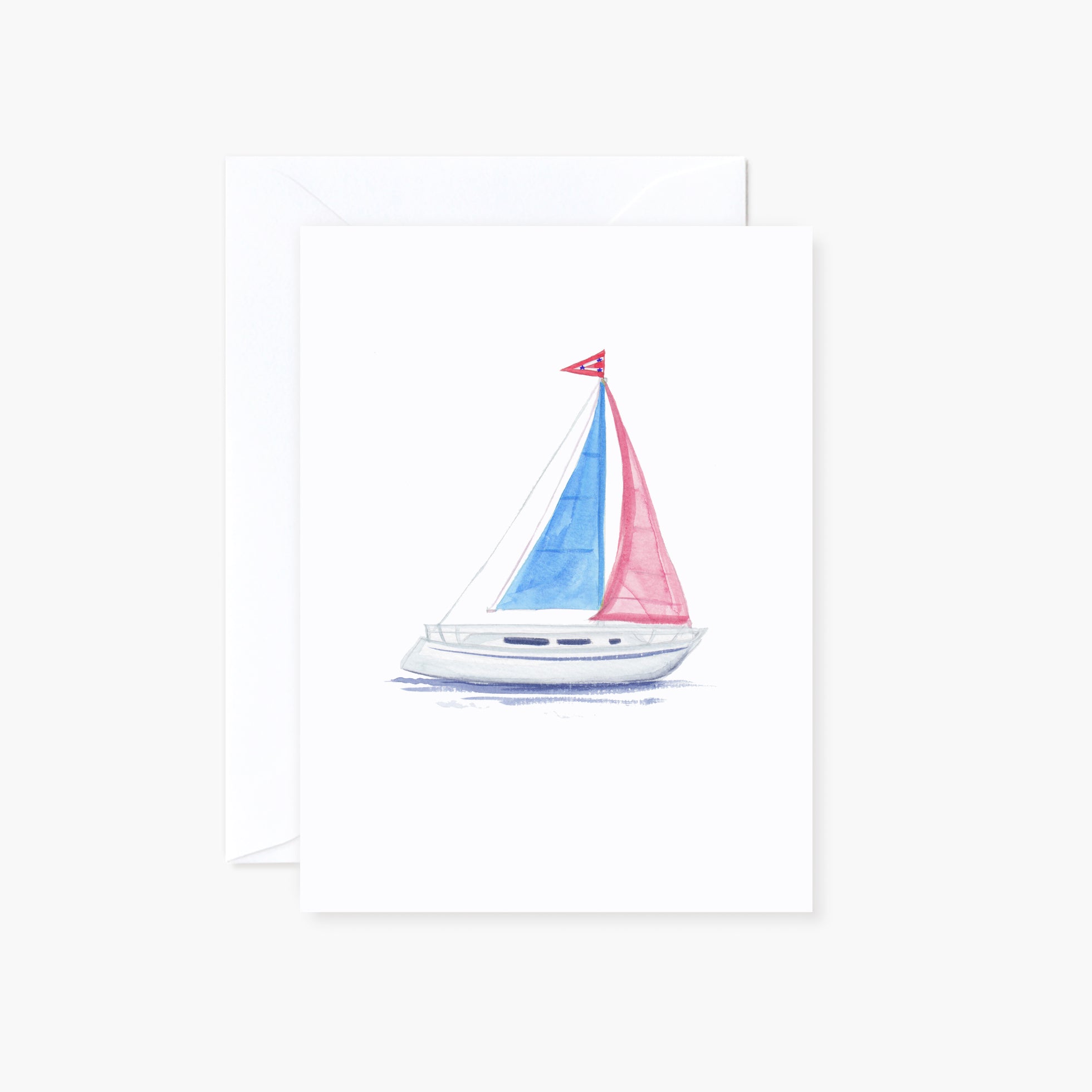 Watercolor Sailboat Mini Gift Enclosure Folded Card with Envelope