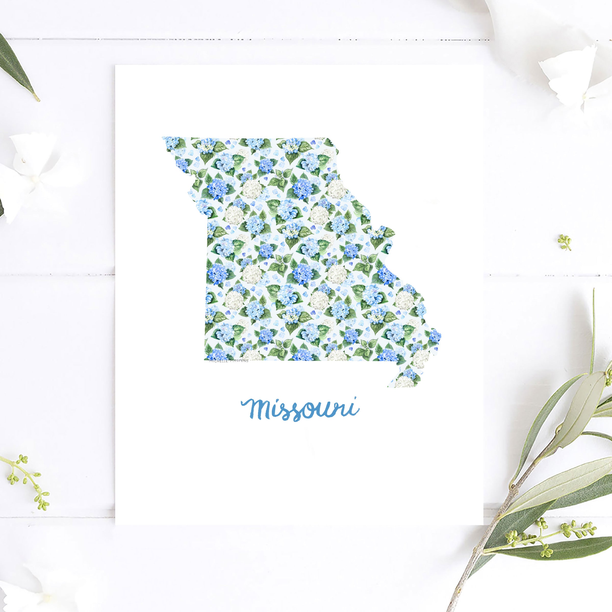 Missouri State Watercolor Wall Art Print by Michelle Mospens | Cute Missouri Gift