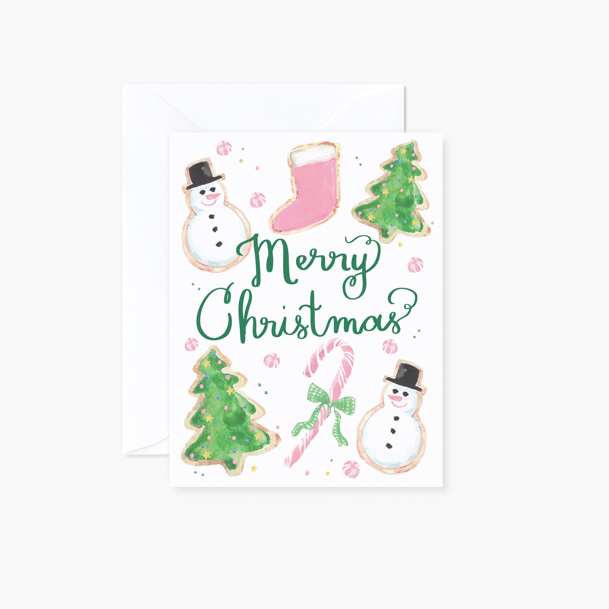 Watercolor Merry Christmas Cookies Holiday Greeting Card