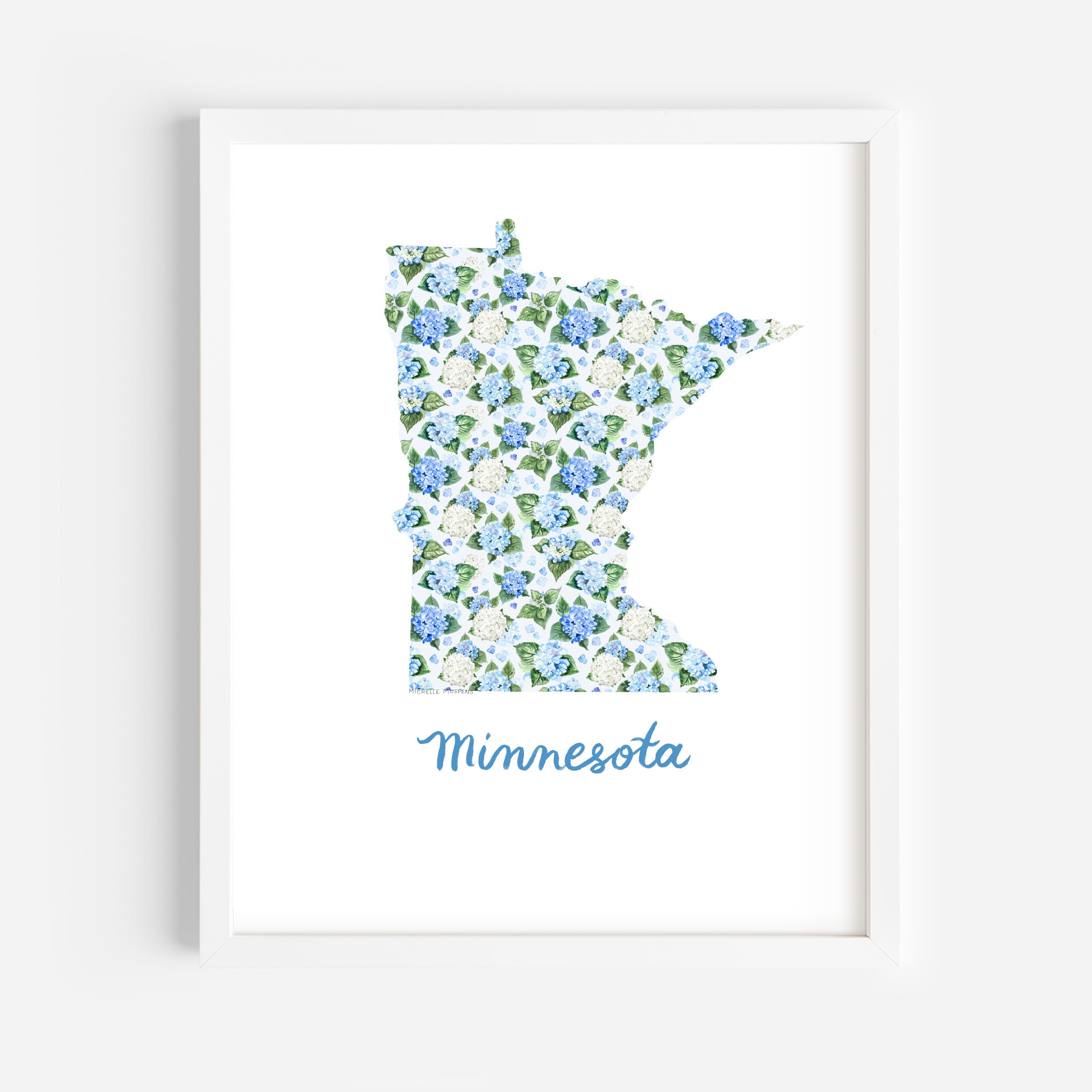 Minnesota State Watercolor Wall Art Print by Michelle Mospens | Cute Minnesota Gift