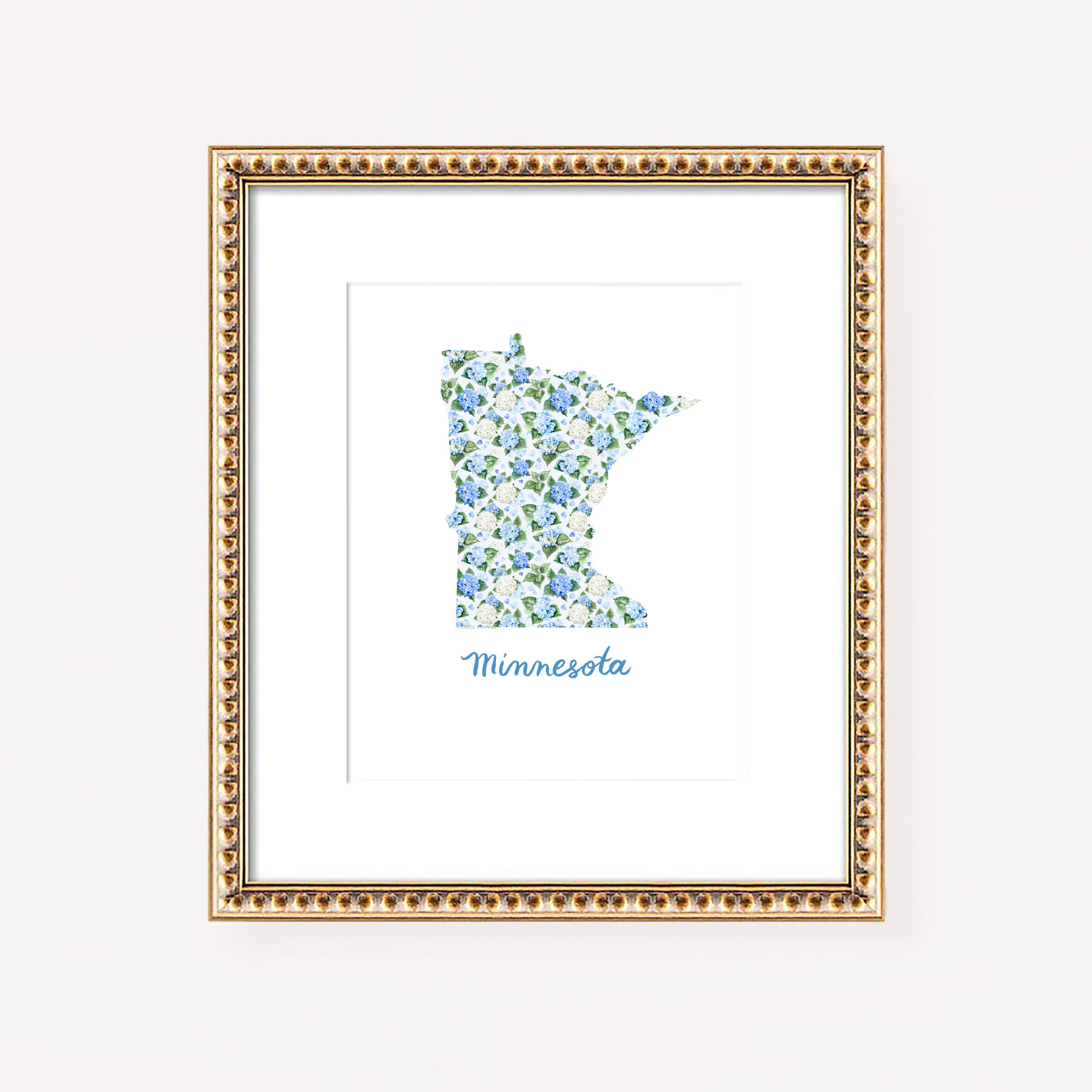 Minnesota State Watercolor Wall Art Print by Michelle Mospens | Cute Minnesota Gift