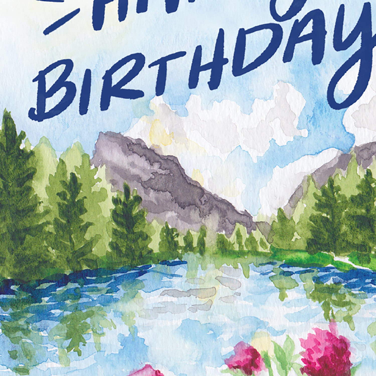 Watercolor Mountains Happy Birthday Card