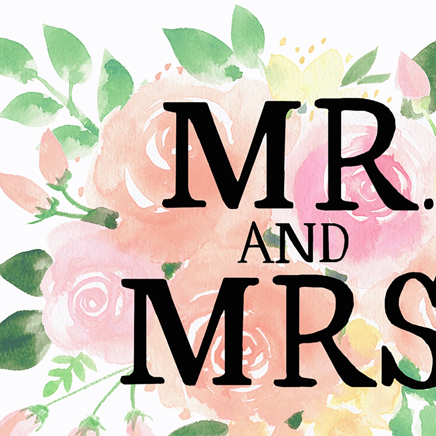 Cute Illustrated Mr and Mrs Wedding Congratulations Card