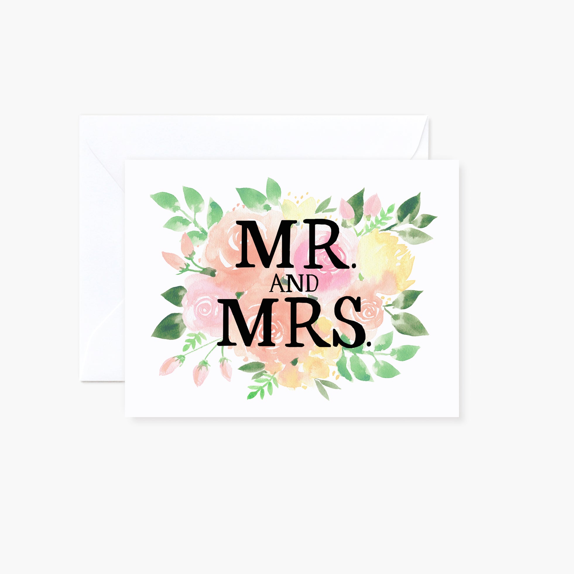 Cute Illustrated Mr and Mrs Wedding Congratulations Card