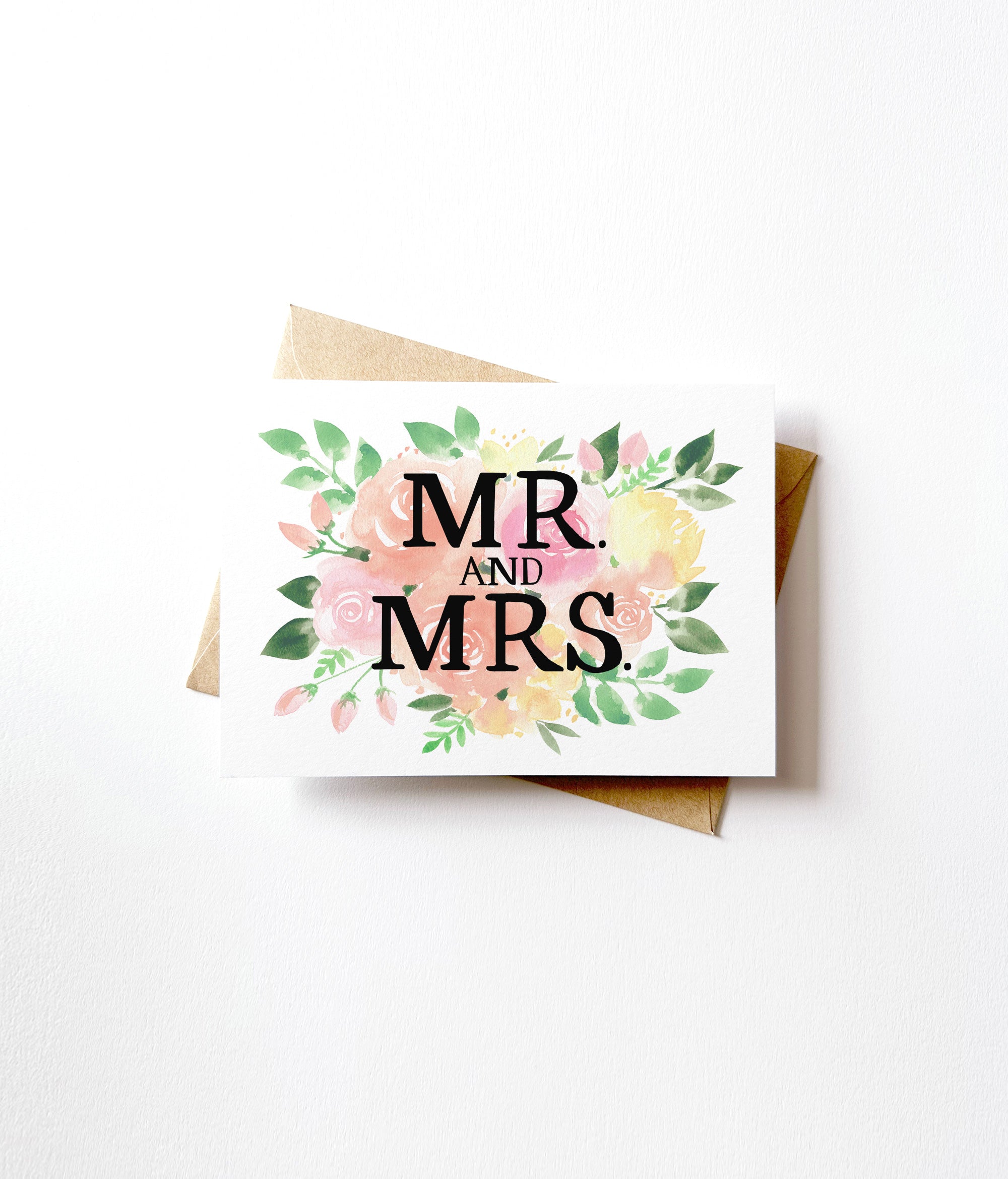 Cute Illustrated Mr and Mrs Wedding Congratulations Card