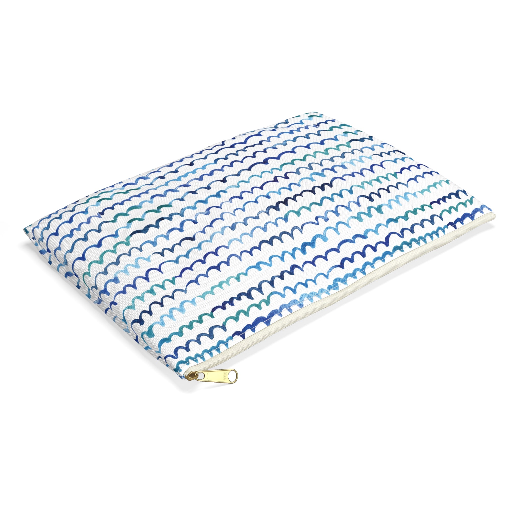 Watercolor Nautical Waves Accessory Pouch | Pencil Pouch, Makeup Pouch, Cosmetic Case