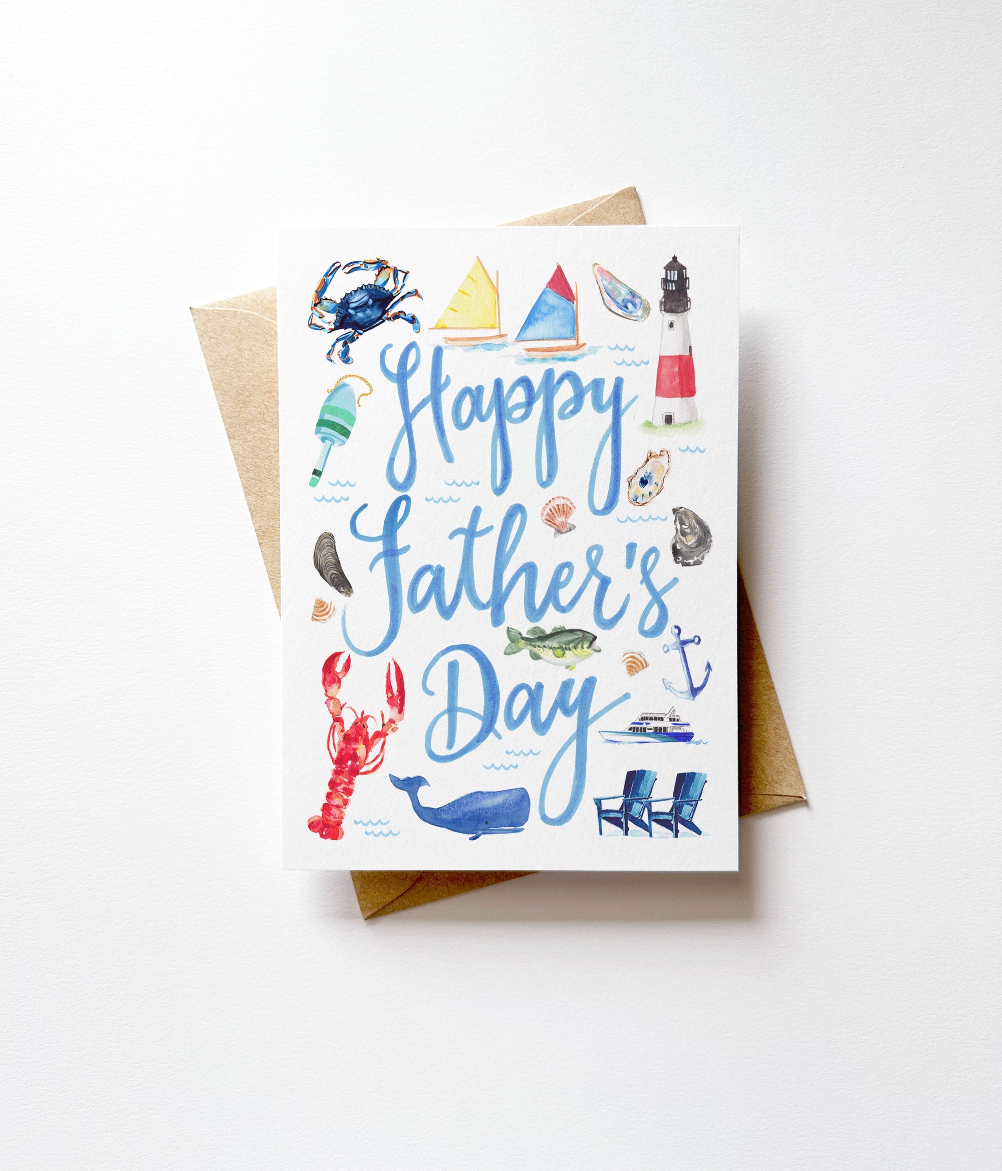 Watercolor Nautical Happy Father's Day Card