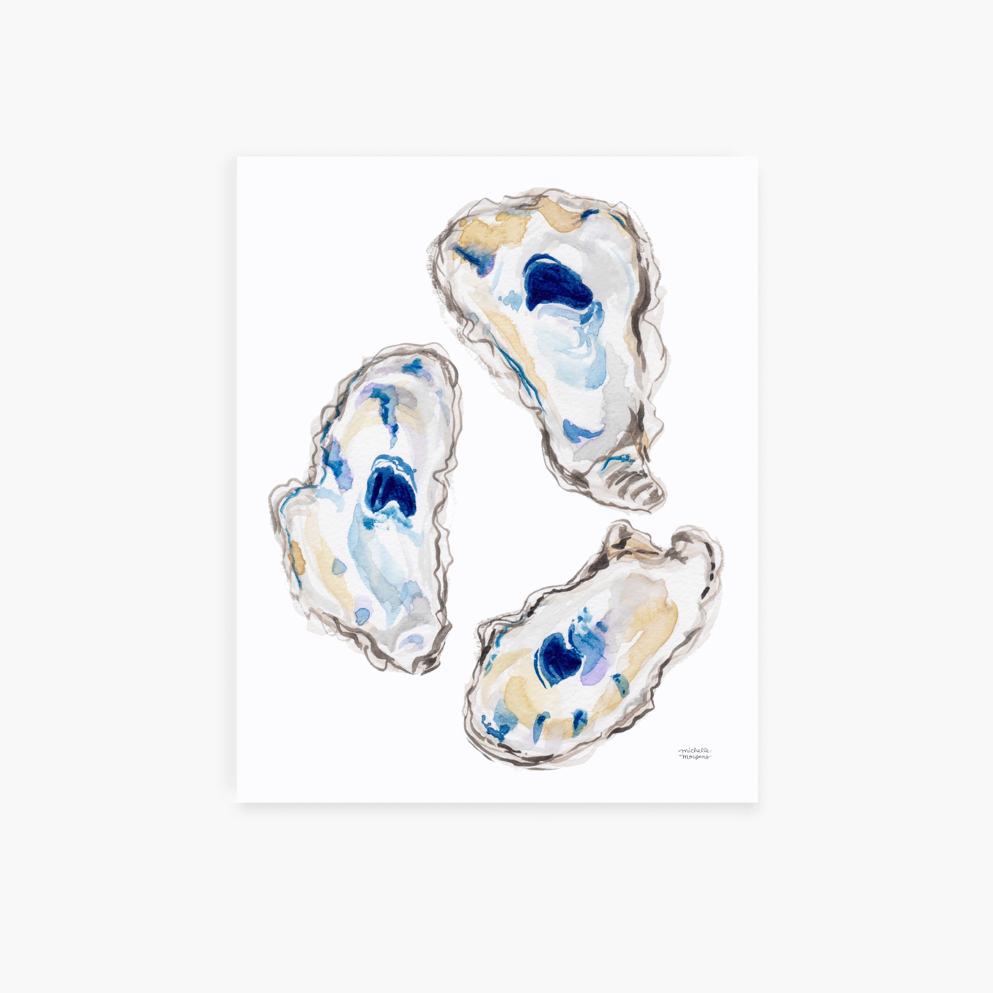 Watercolor Oyster Shells No12 Art Print