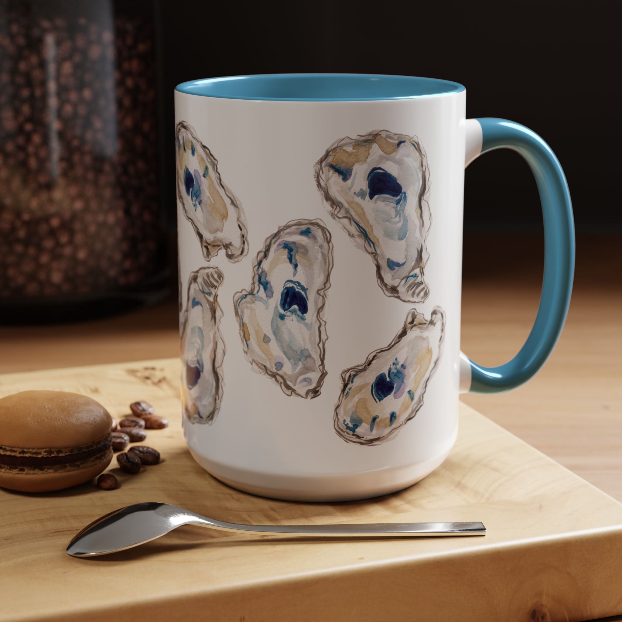 Coastal Watercolor Oysters Coffee Mug 15oz