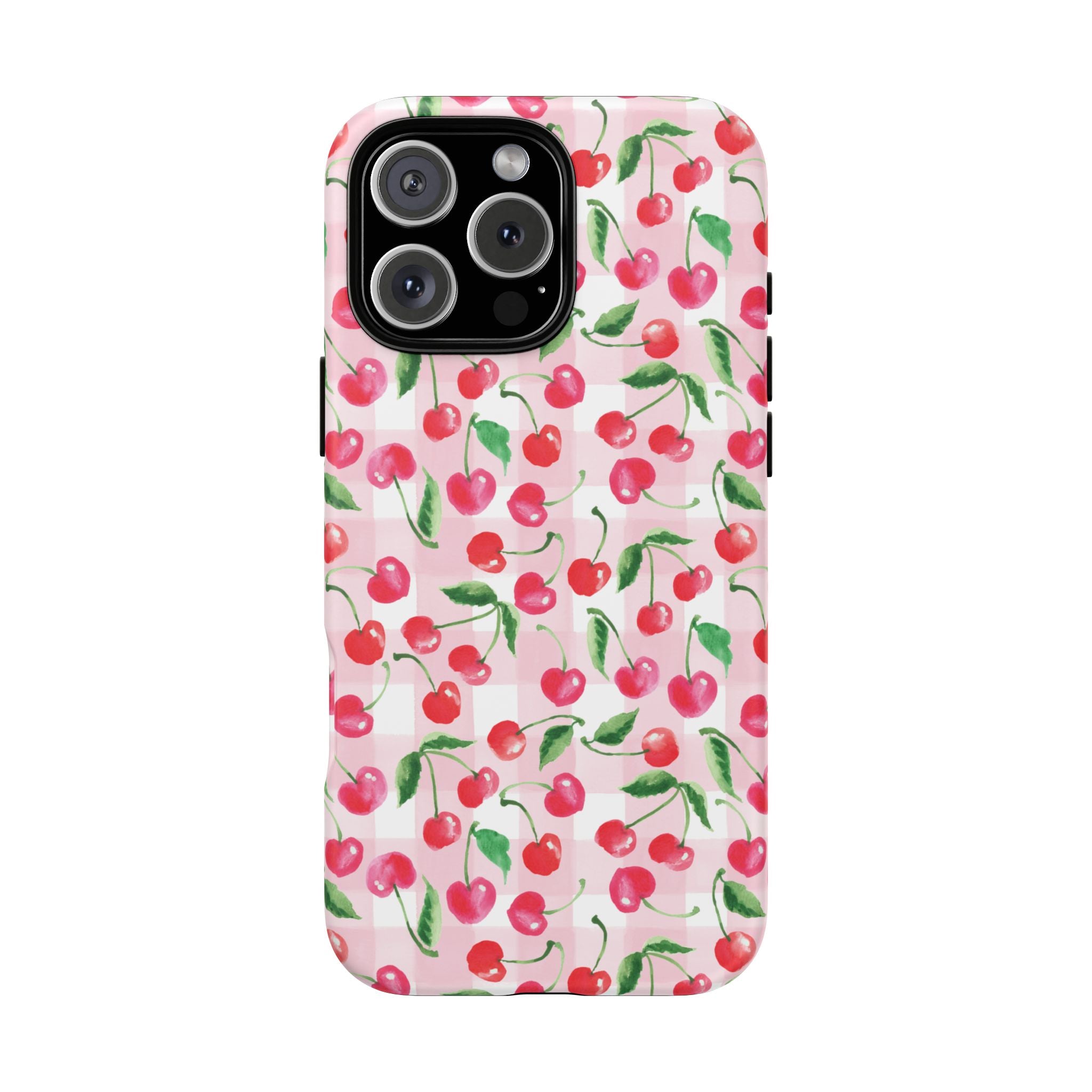 Gingham Cherry Phone Cover Case (iPhone 16, Samsung, Google Pixel)