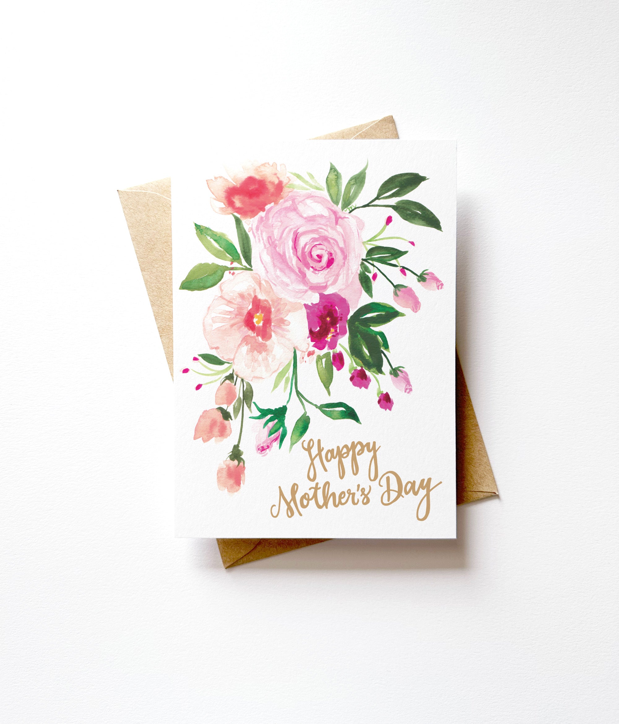 Watercolor Pink Posy Mother's Day Card