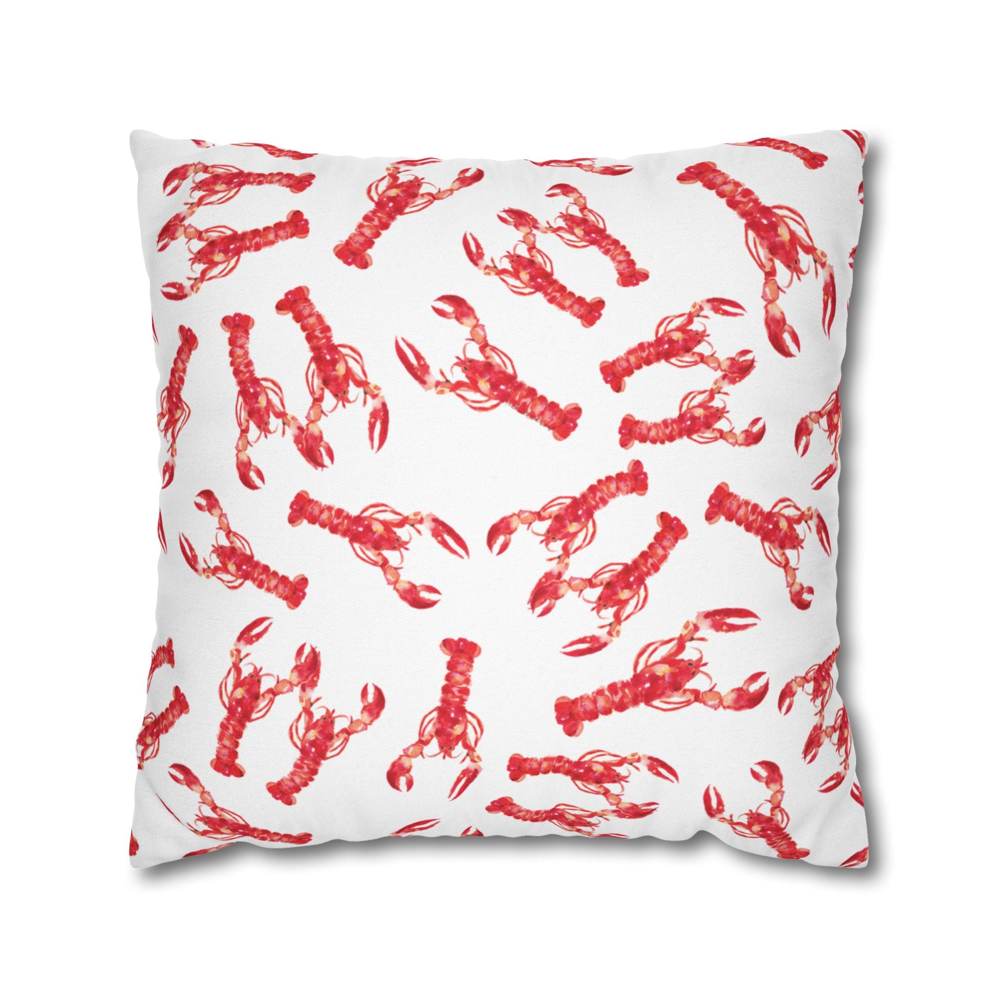 Watercolor Nautical Lobsters 20 x 20 Beachy Coastal Square Pillow Cover Case