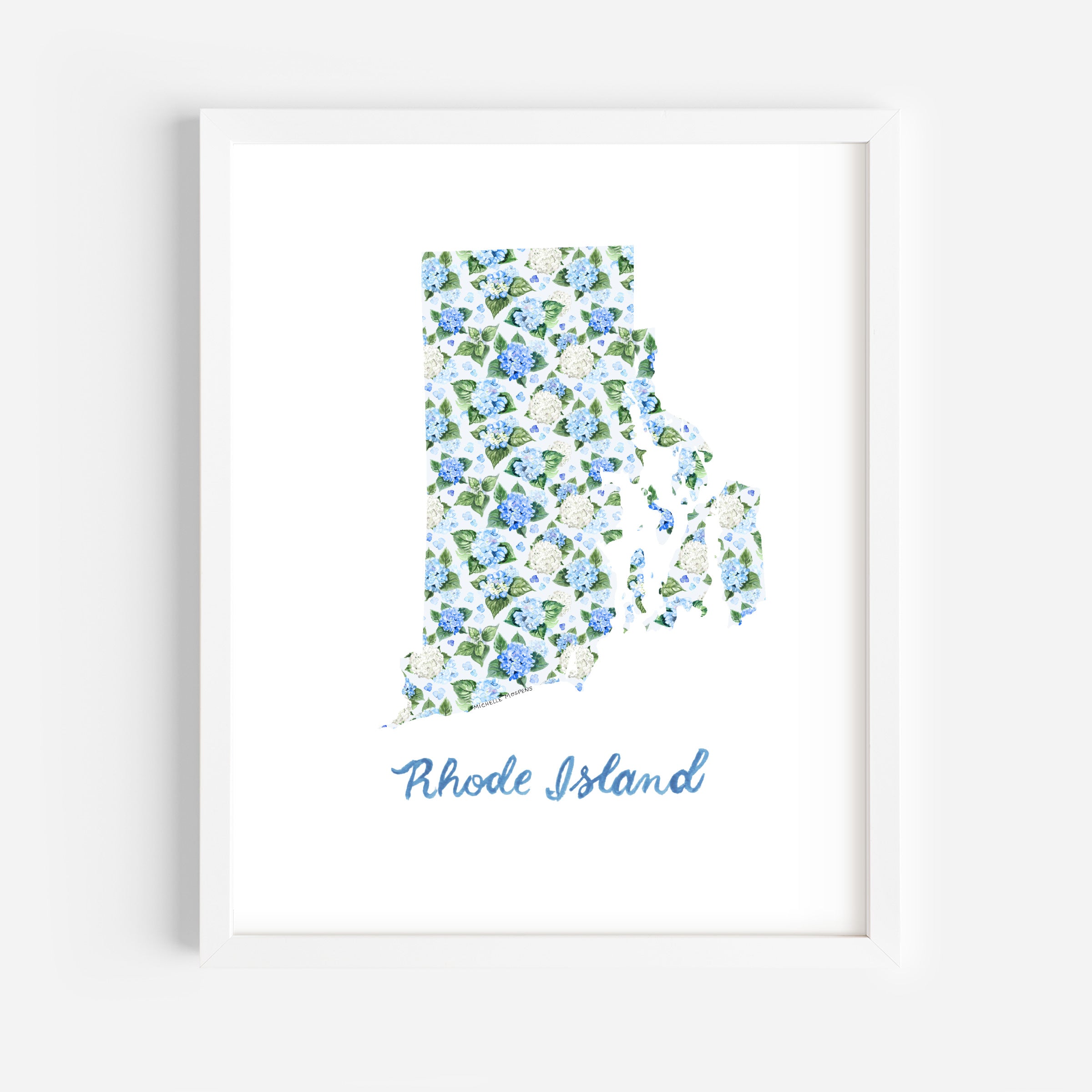 Watercolor Rhode Island State Wall Art Print by Michelle Mospens