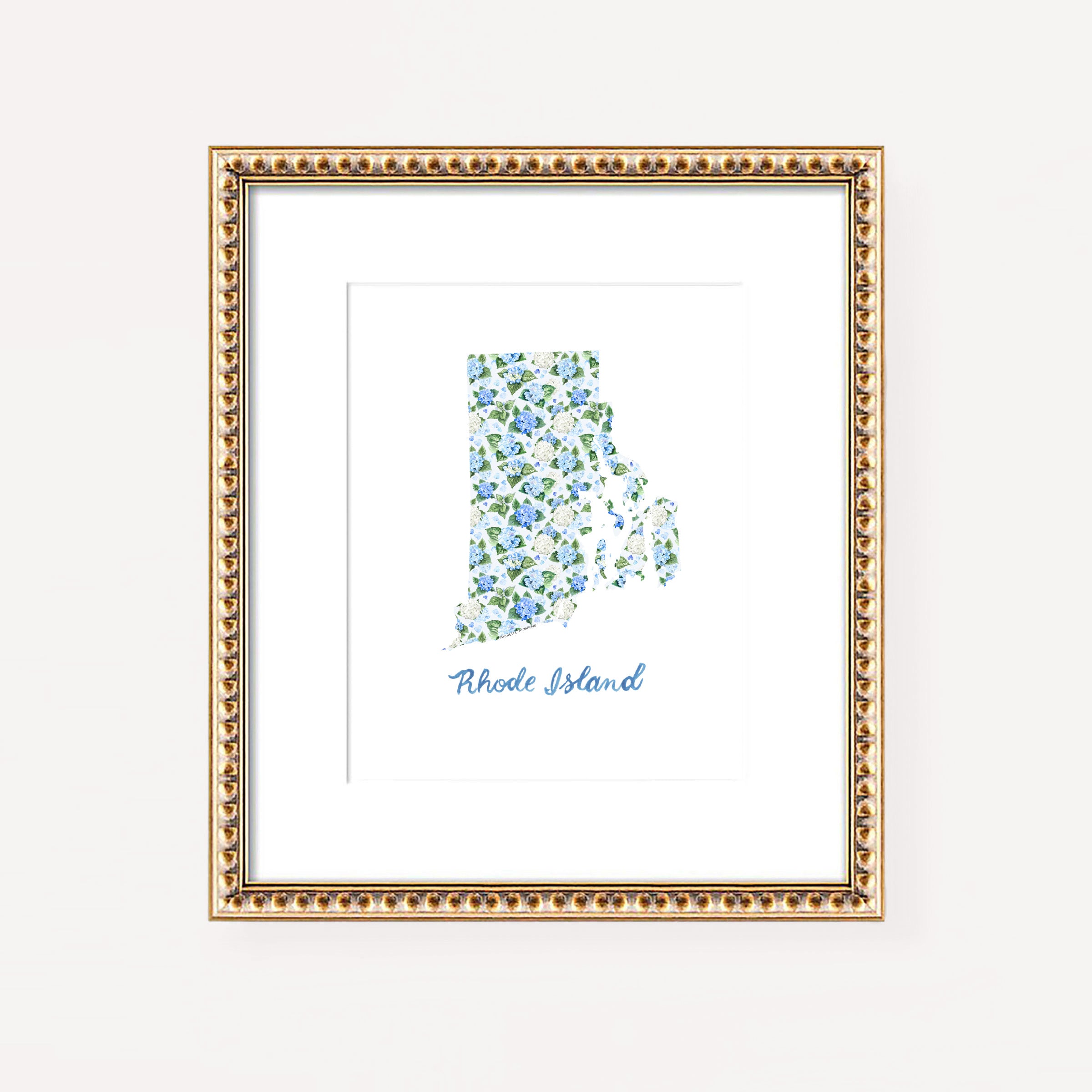 Watercolor Rhode Island State Wall Art Print by Michelle Mospens