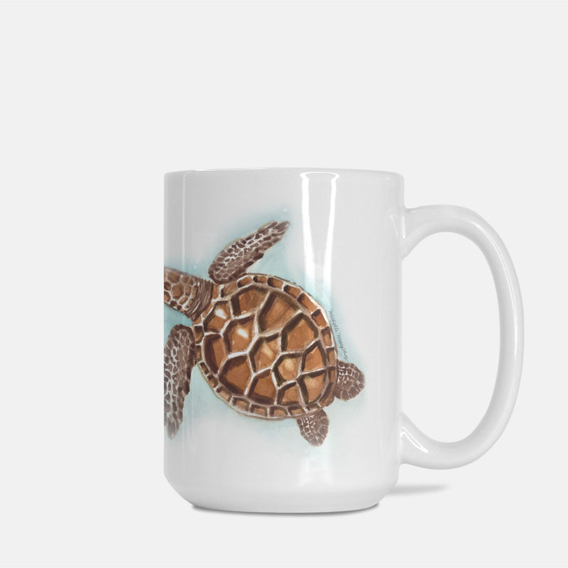 Watercolor Sea Turtle Coastal Coffee Mug Large 15oz.