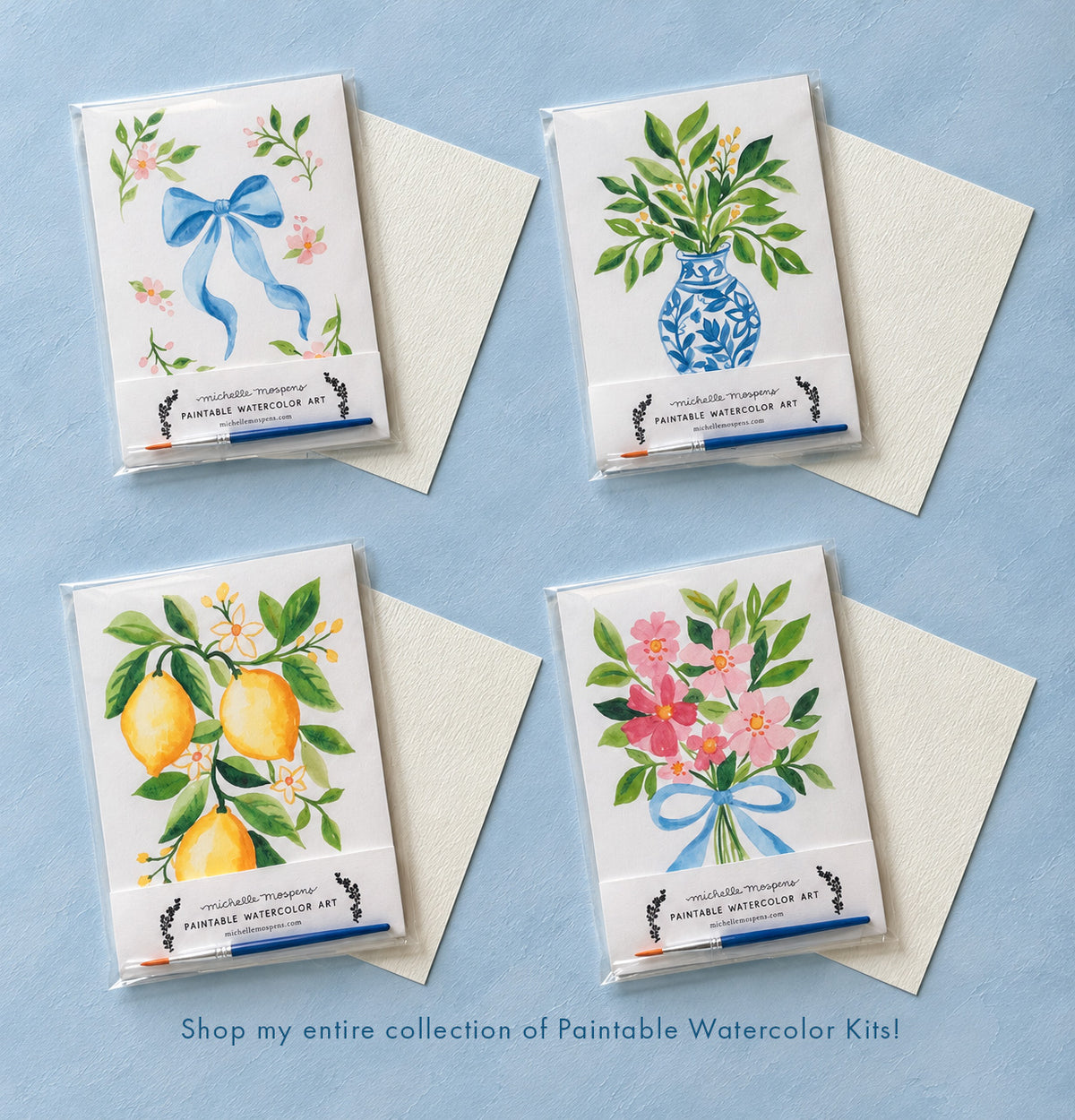 Paintable Watercolor Art Kit, 5x7 DIY Watercolor Bouquet Painting | Michelle Mospens