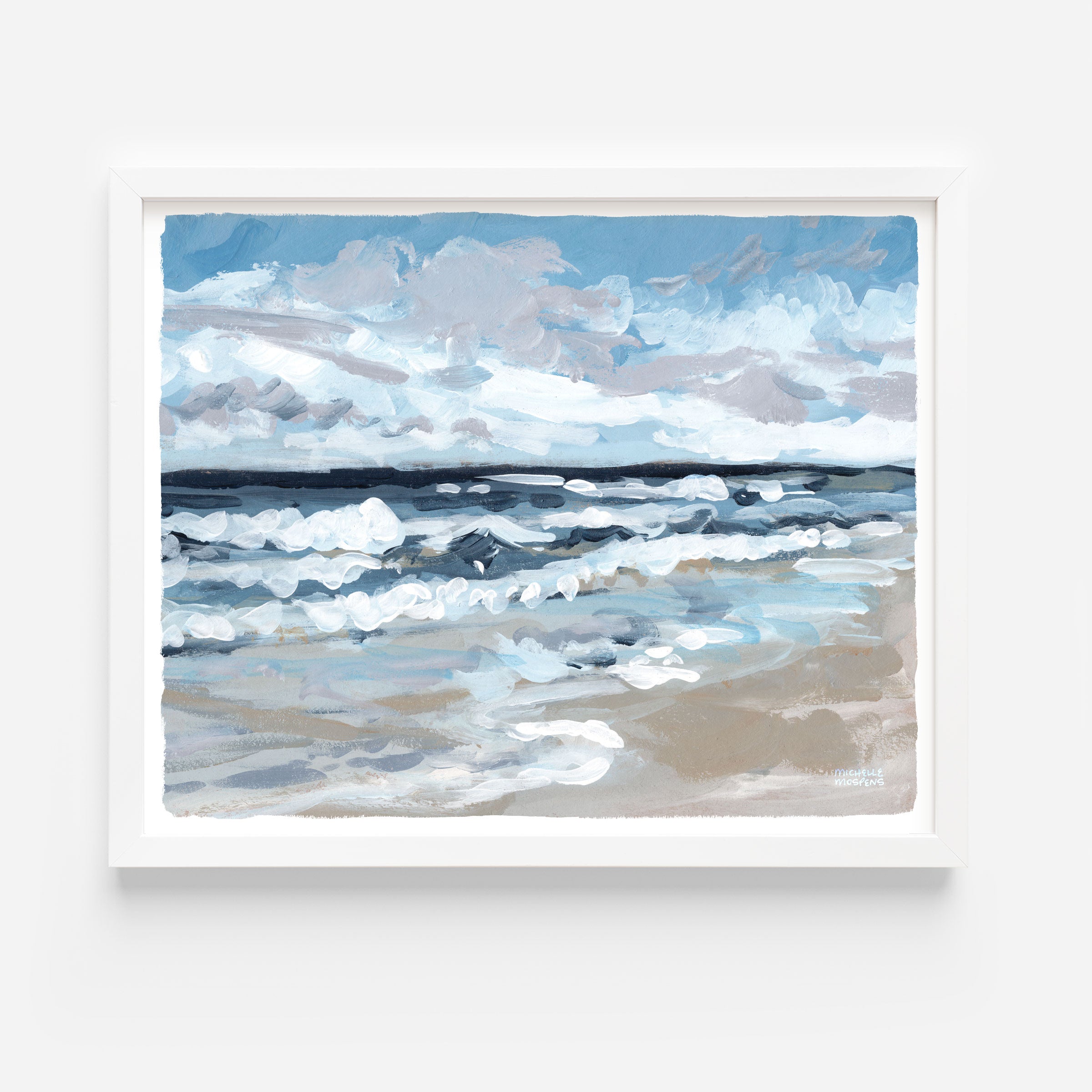Tranquil Tides Beach Ocean Seascape Painting Wall Art Print by Michelle Mospens