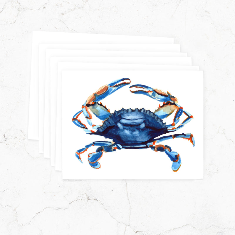 Watercolor Blue Crab Notecard Set