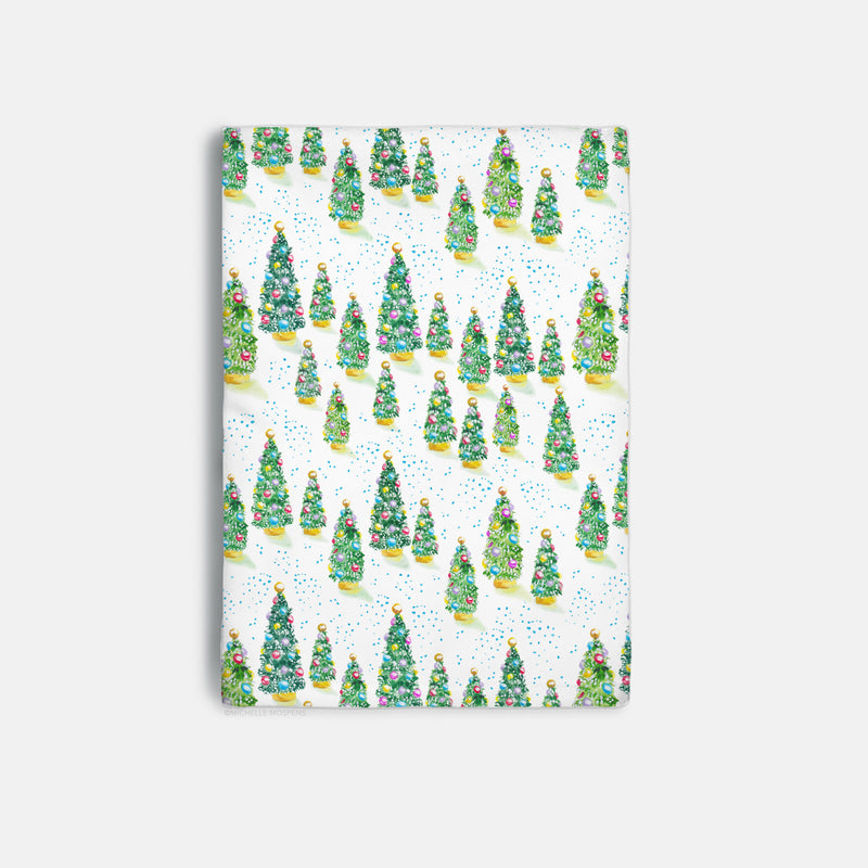 Watercolor Christmas Trees Decorative Hostess Towel by Michelle Mospens | Vibrant 20" Square Polyester Towel