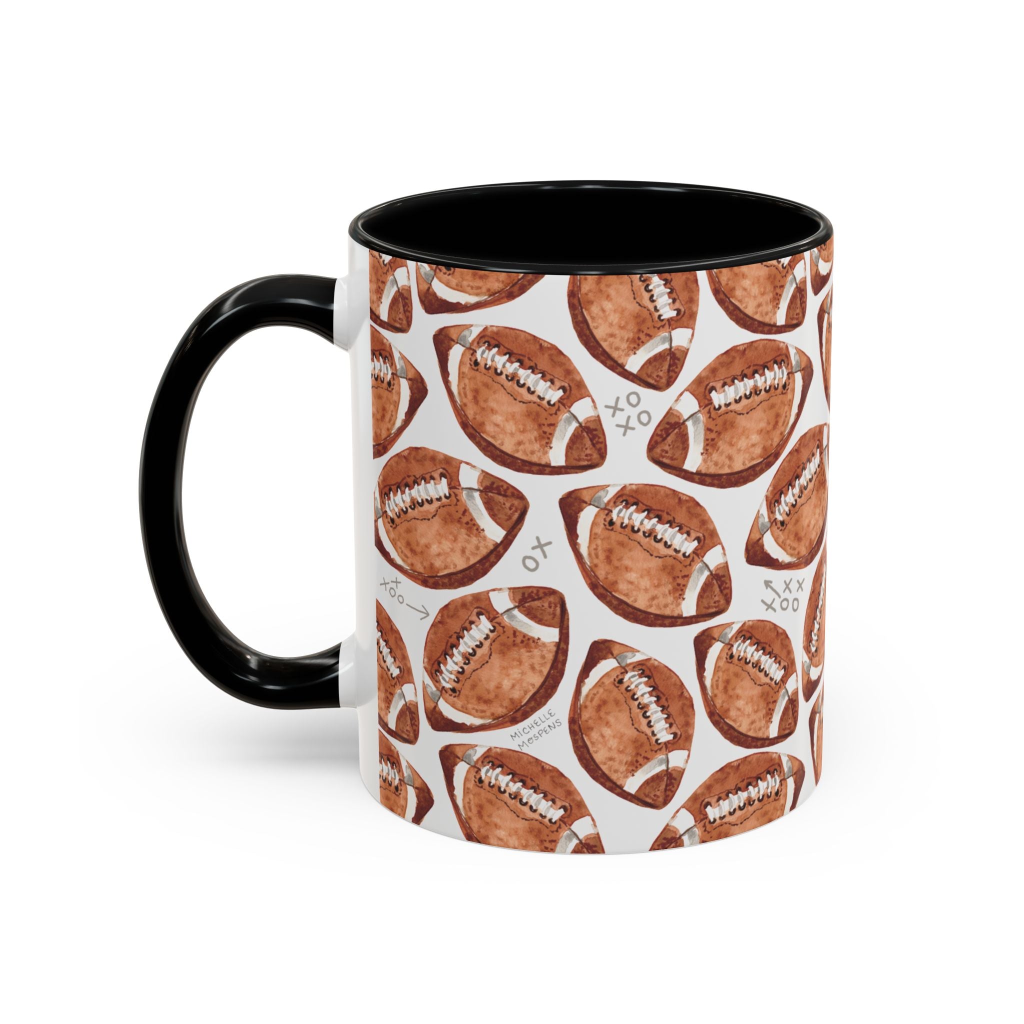 Michelle Mospens Watercolor Footballs Coffee Mug | Sports Lover Football Gift