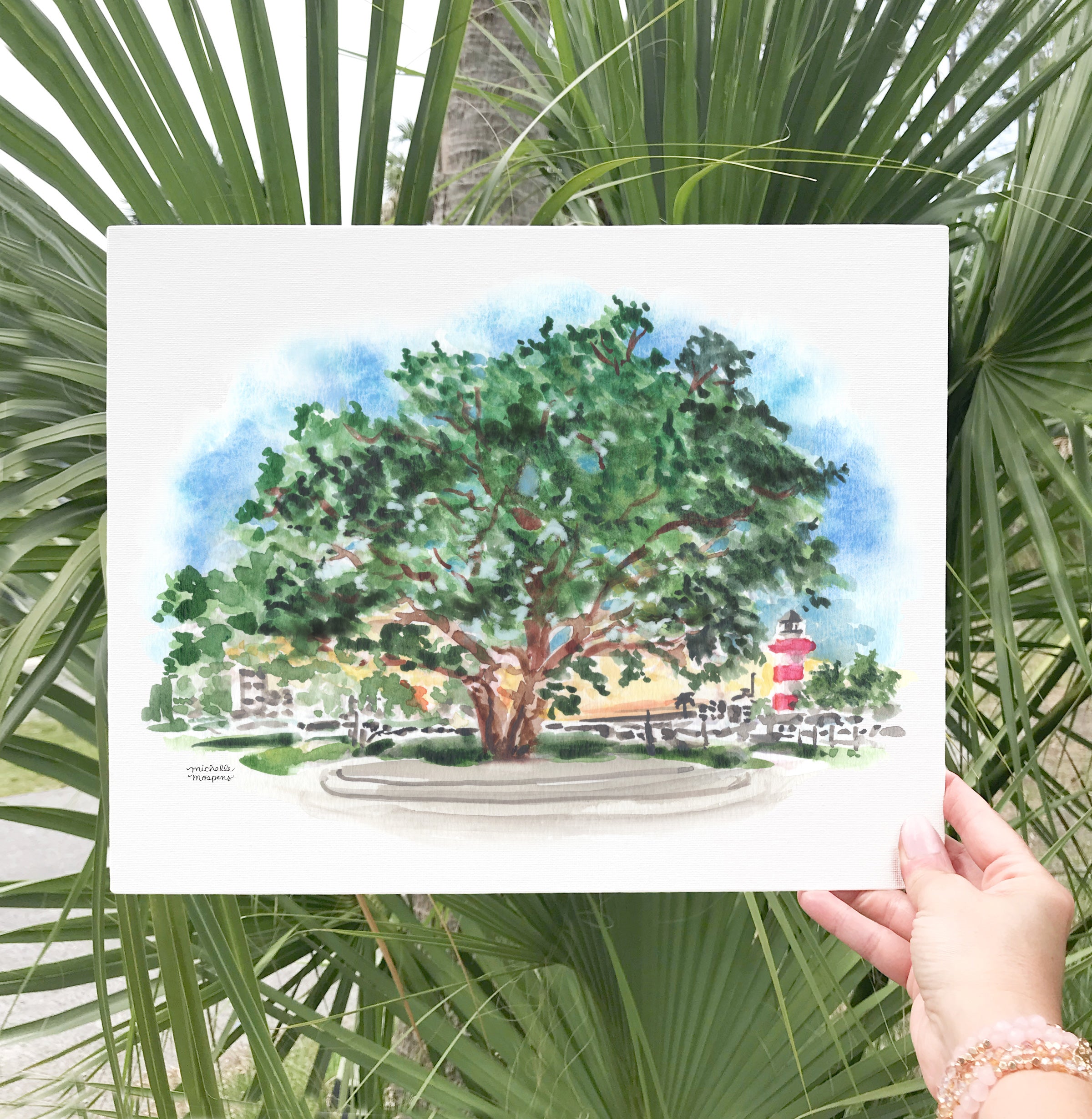 ORIGINAL watercolor painting, Folly Beach Skeleton sold Tree, driftwood beach, Hilton Head Island, South Carolina, Georgia