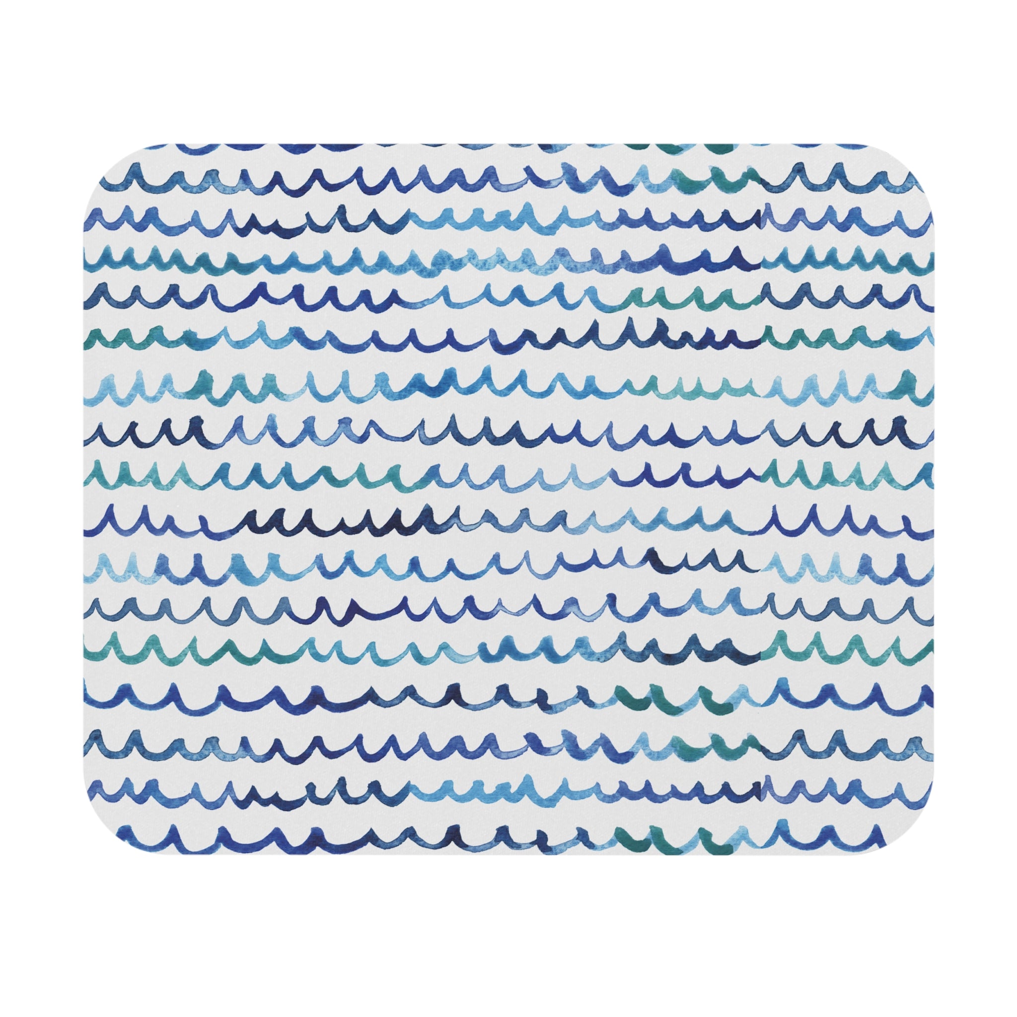 Watercolor Nautical Waves Beachy Coastal Mouse Pad (Rectangle)