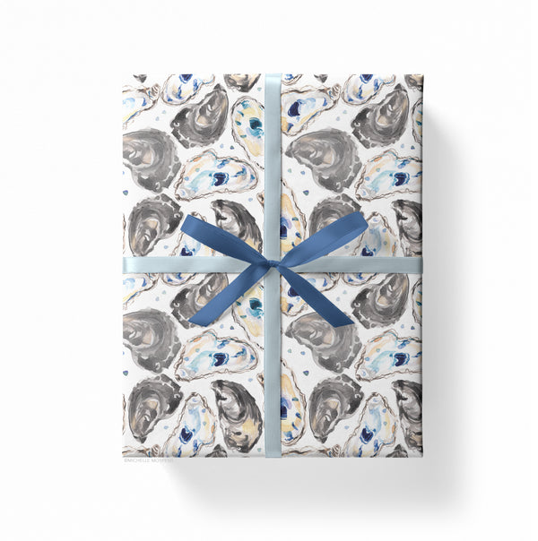 Custom Listing for Karen | Wholesale Gift Wrap | Watercolor Oysters Wrapping Paper by Michelle Mospens | 5 Sheets/Roll - Case of 5