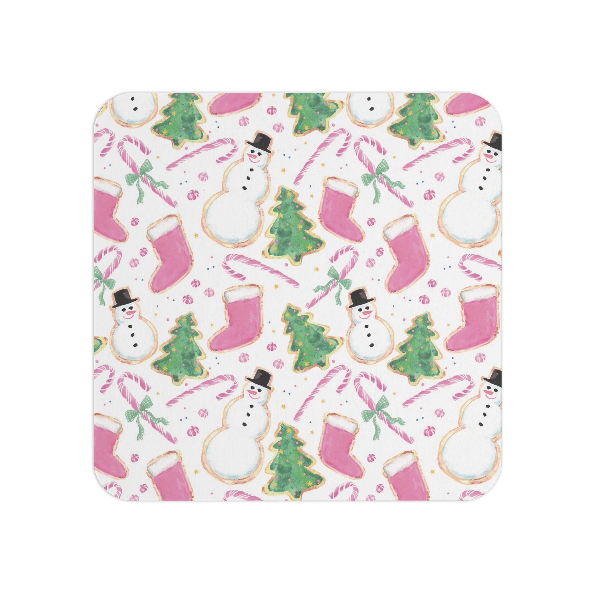 Charming Pastel Christmas Treats Watercolor Illustrated Paper Drink Coasters