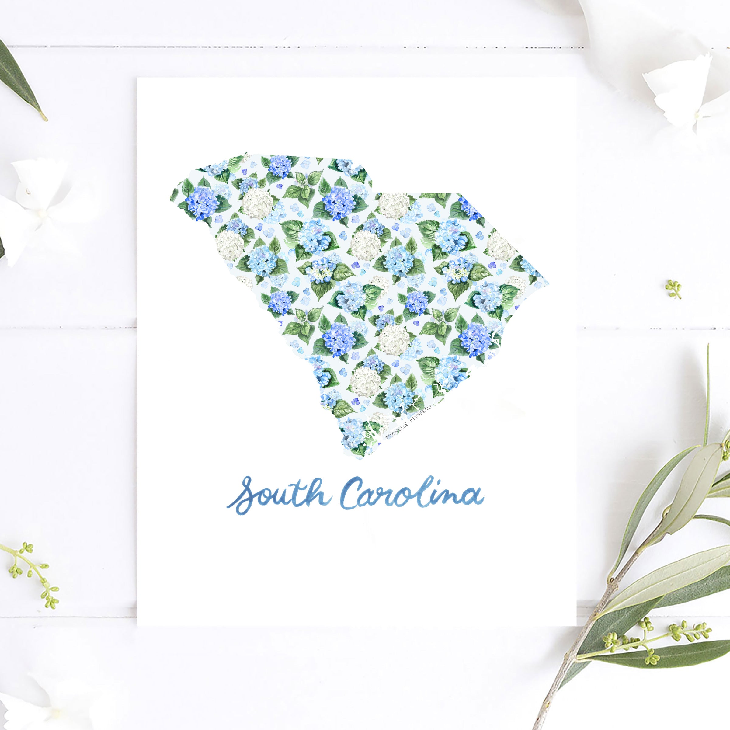 South Carolina State Print | Watercolor South Carolina Home State Wall Art Print by Michelle Mospens, Unframed