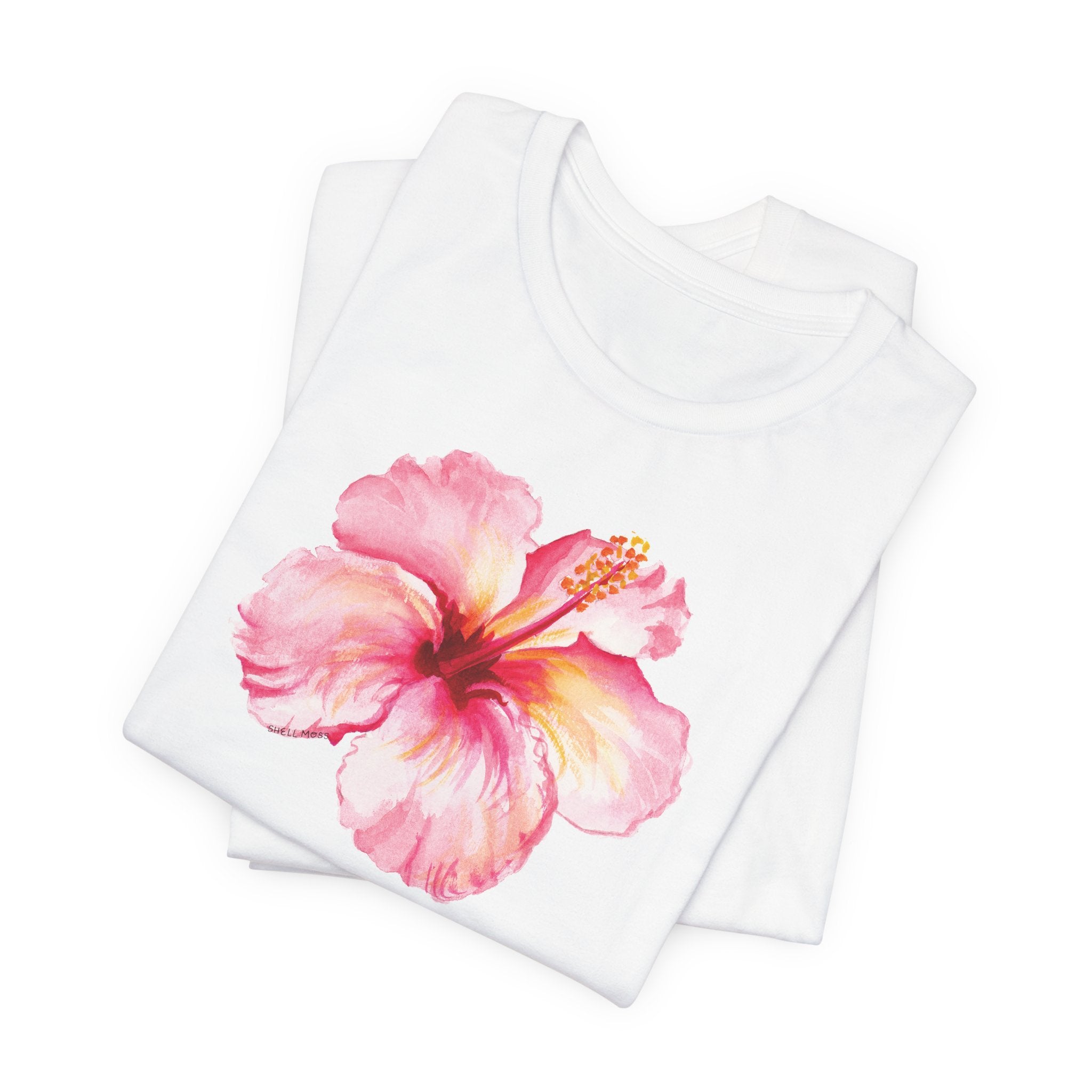 Watercolor Tropical Hibiscus Unisex Short Sleeve Tee Shirt