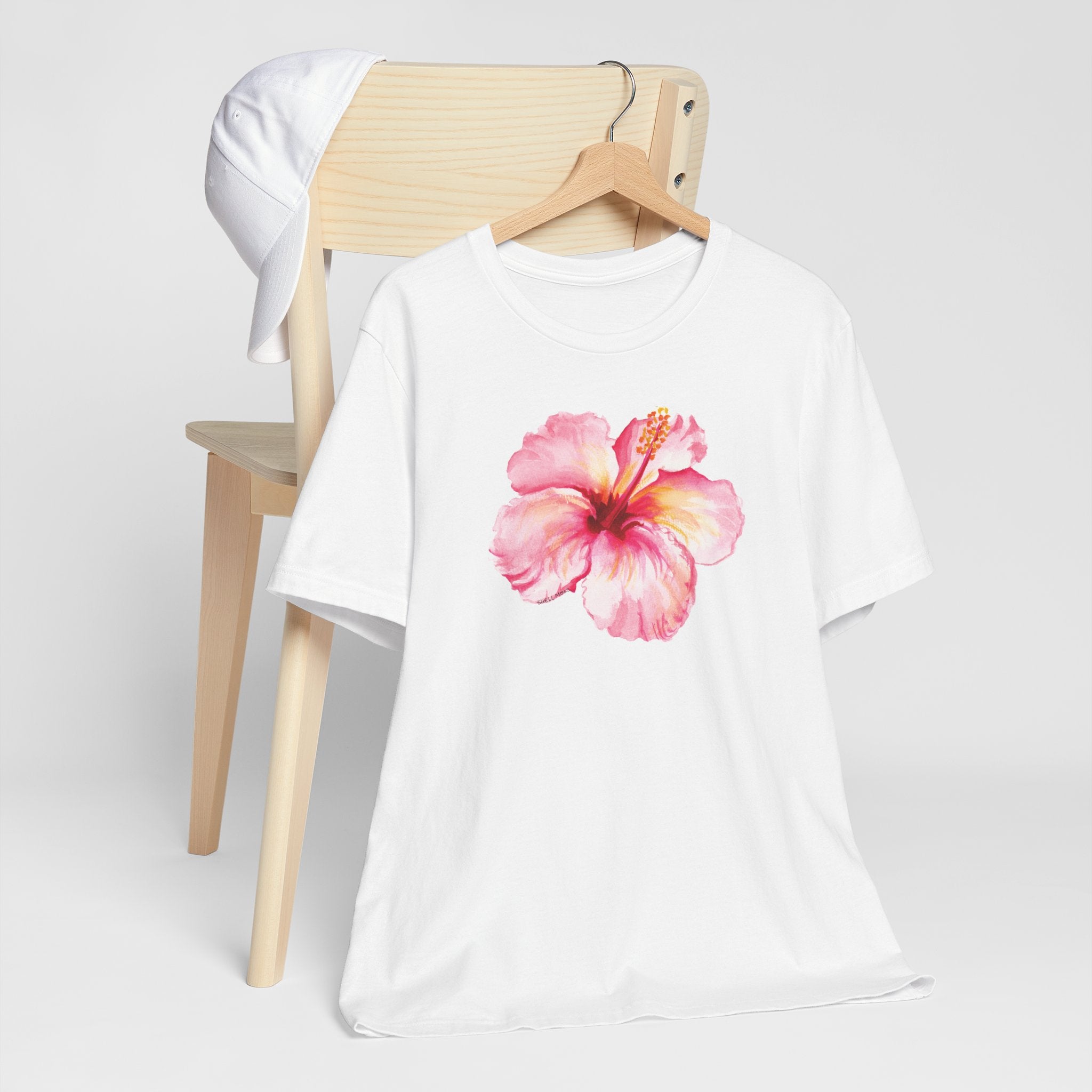 Watercolor Tropical Hibiscus Unisex Short Sleeve Tee Shirt