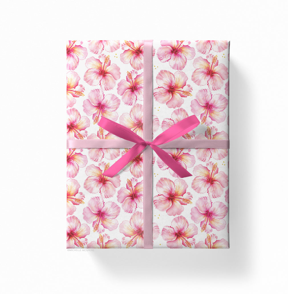 Boho burgundy white pastel marble floral pattern Wrapping Paper by Pink  Water